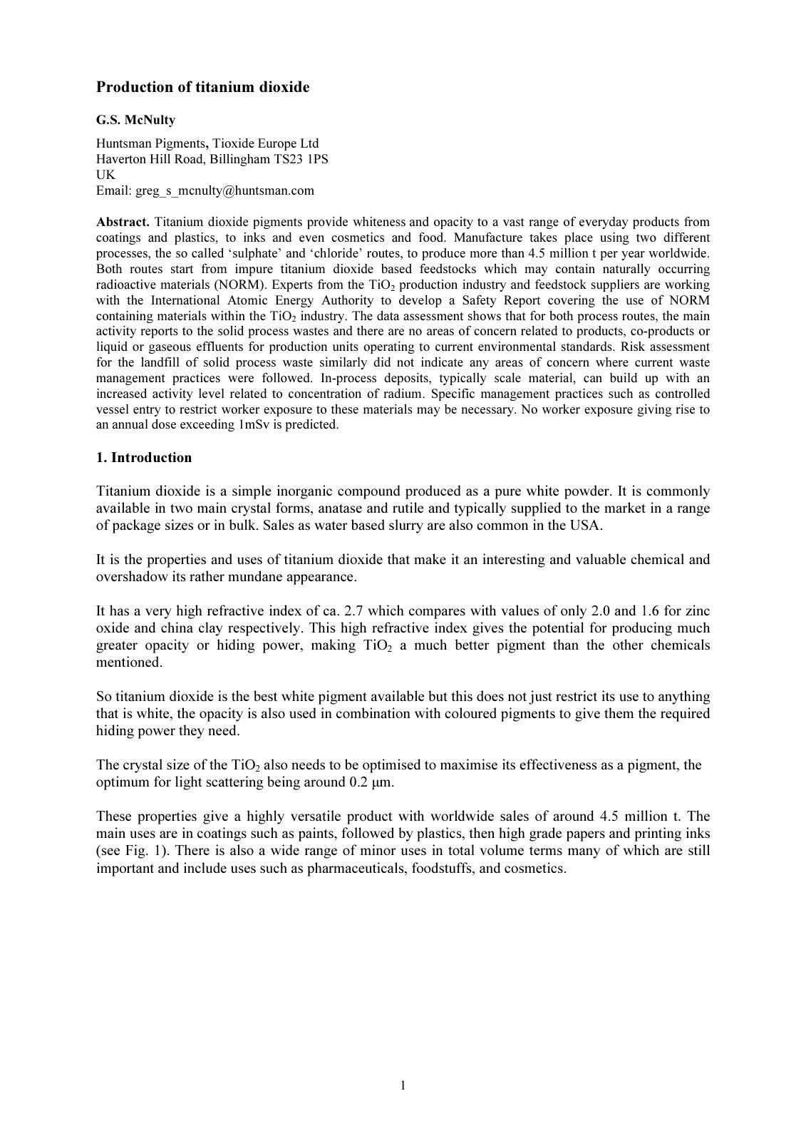 First page of index