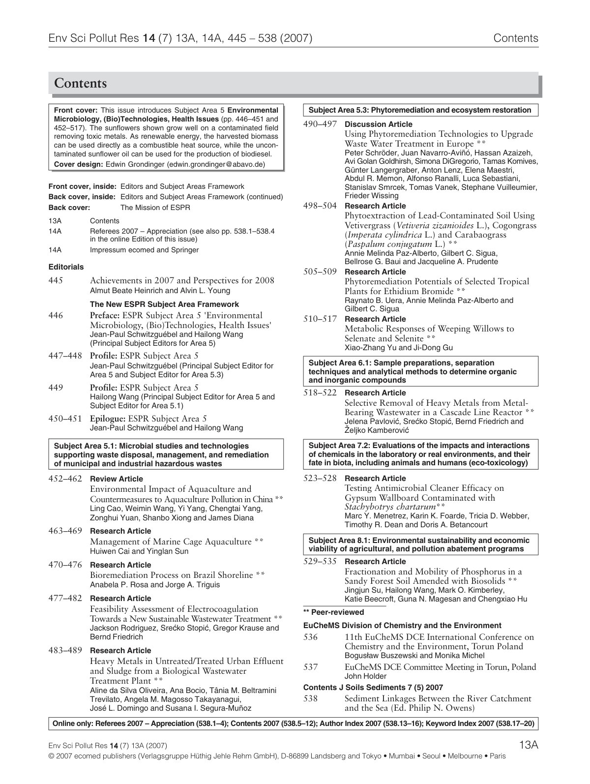 First page of Selective Removal of Heavy Metals from Metal-Bearing Wastewater in a Cascade Line Reactor