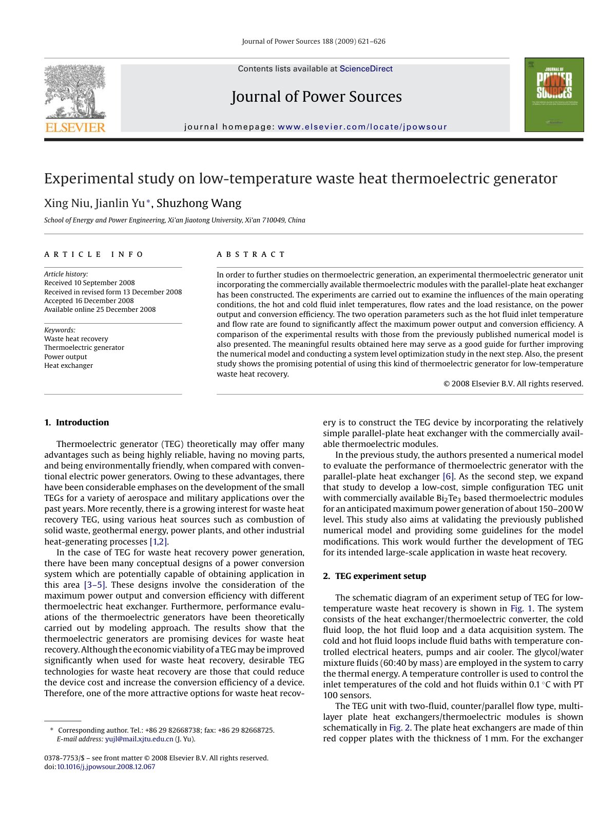 First page of Experimental study on low temperature wa