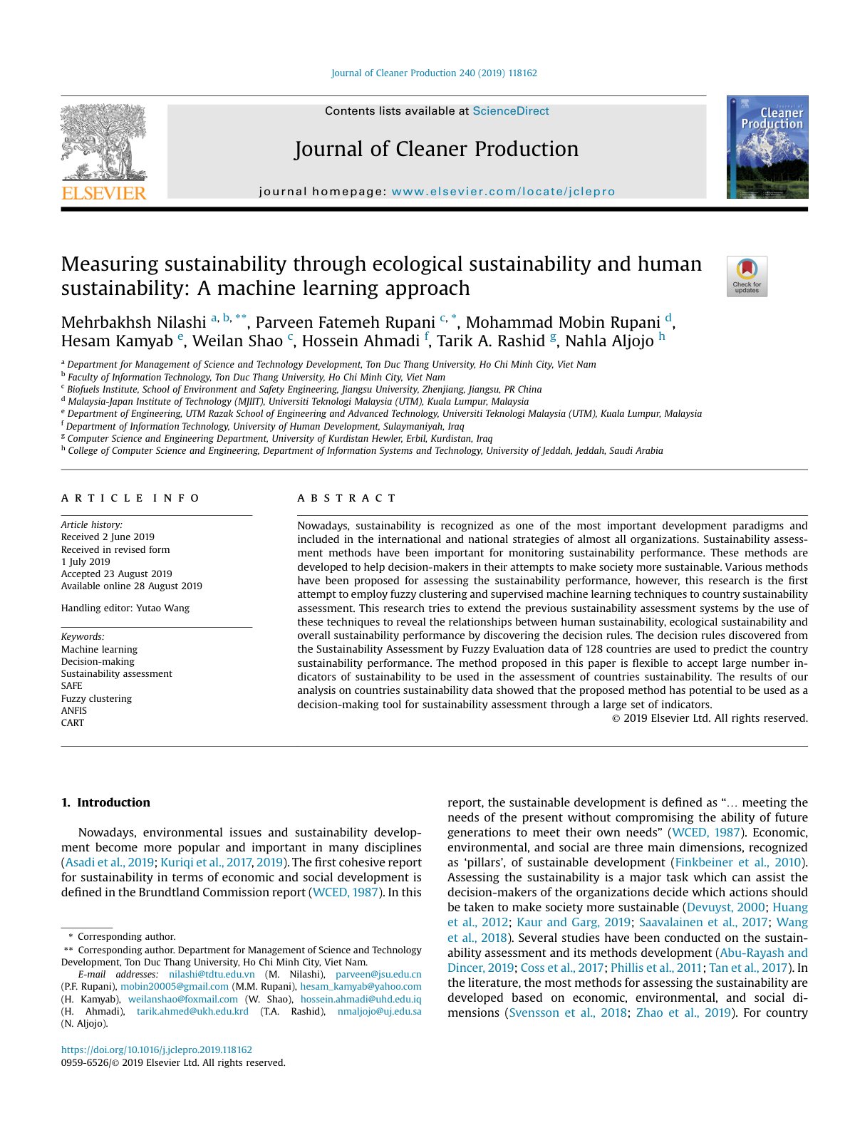 First page of Measuring sustainability through ecologi