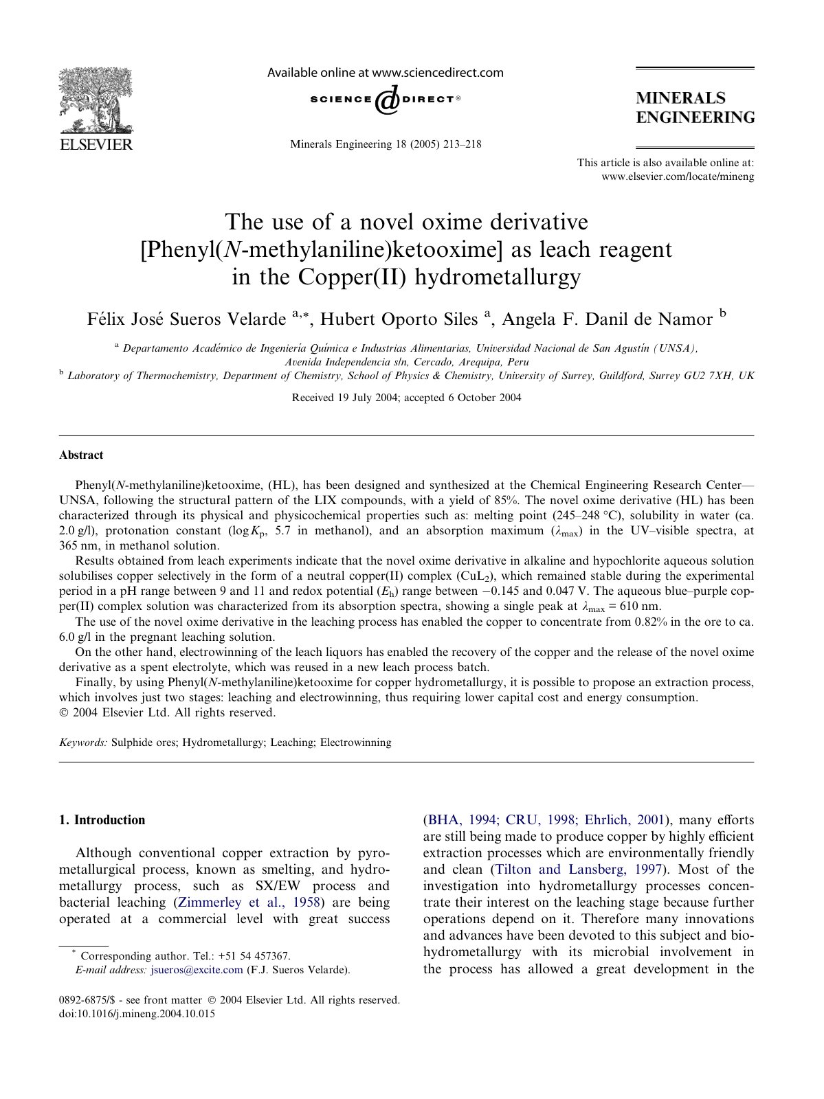 First page of The use of a novel oxime derivative Phen