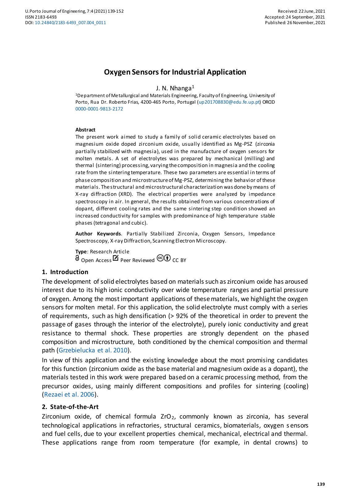 First page of Oxygen Sensors for Industrial Applicatio