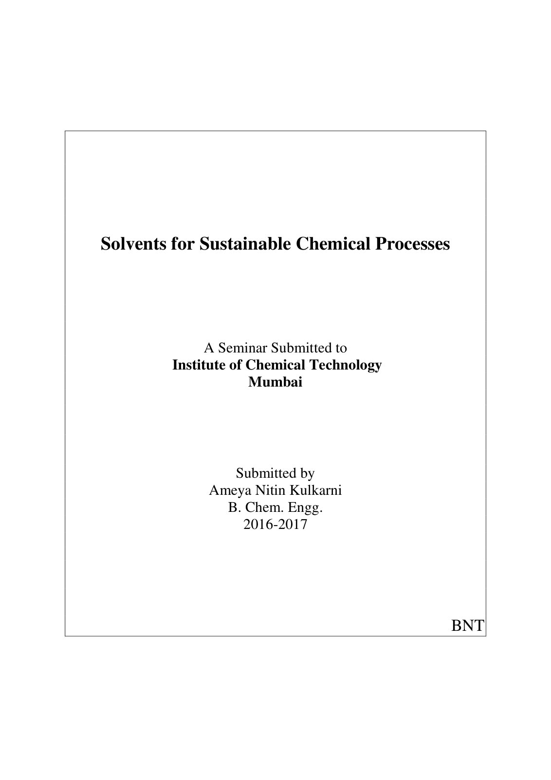 First page of Solvents for Sustainable Chemical Processes