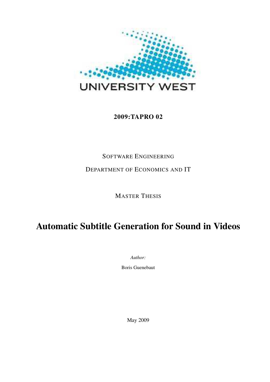First page of Automatic Subtitle Generation for Sound