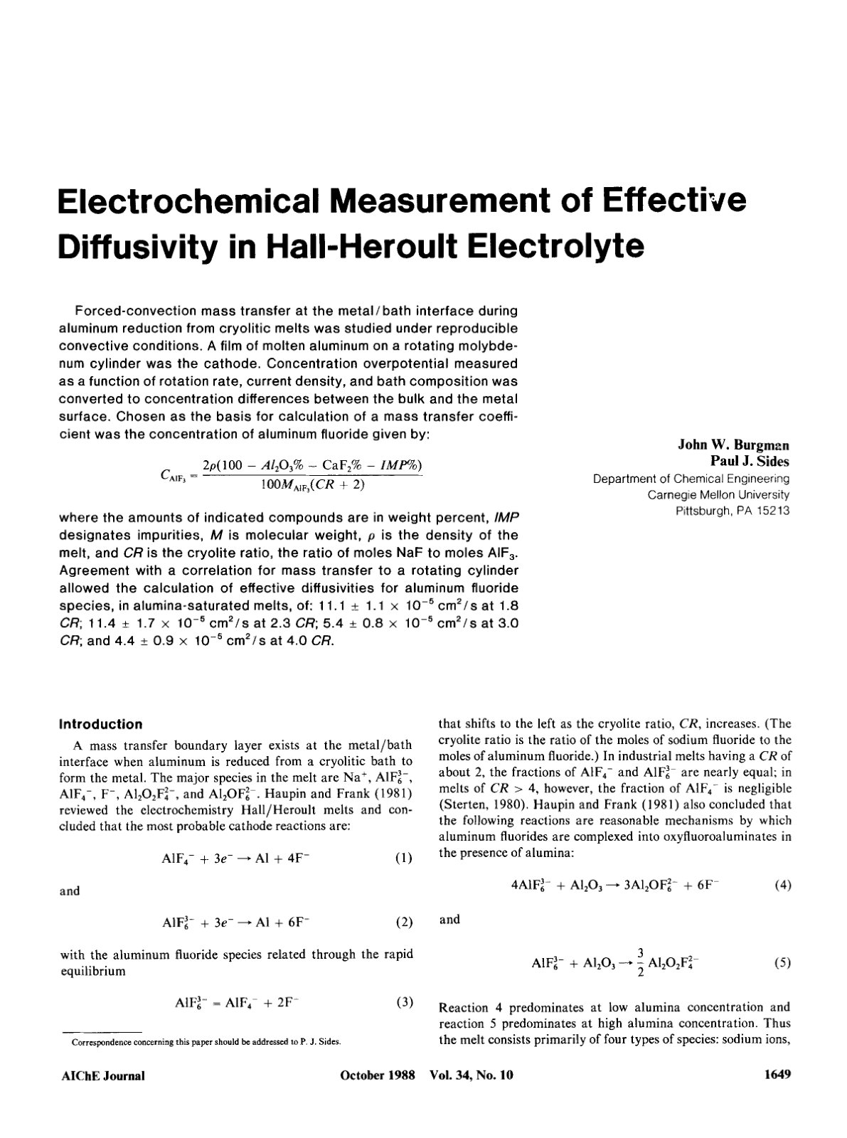 First page of Electrochemical measurement of effective