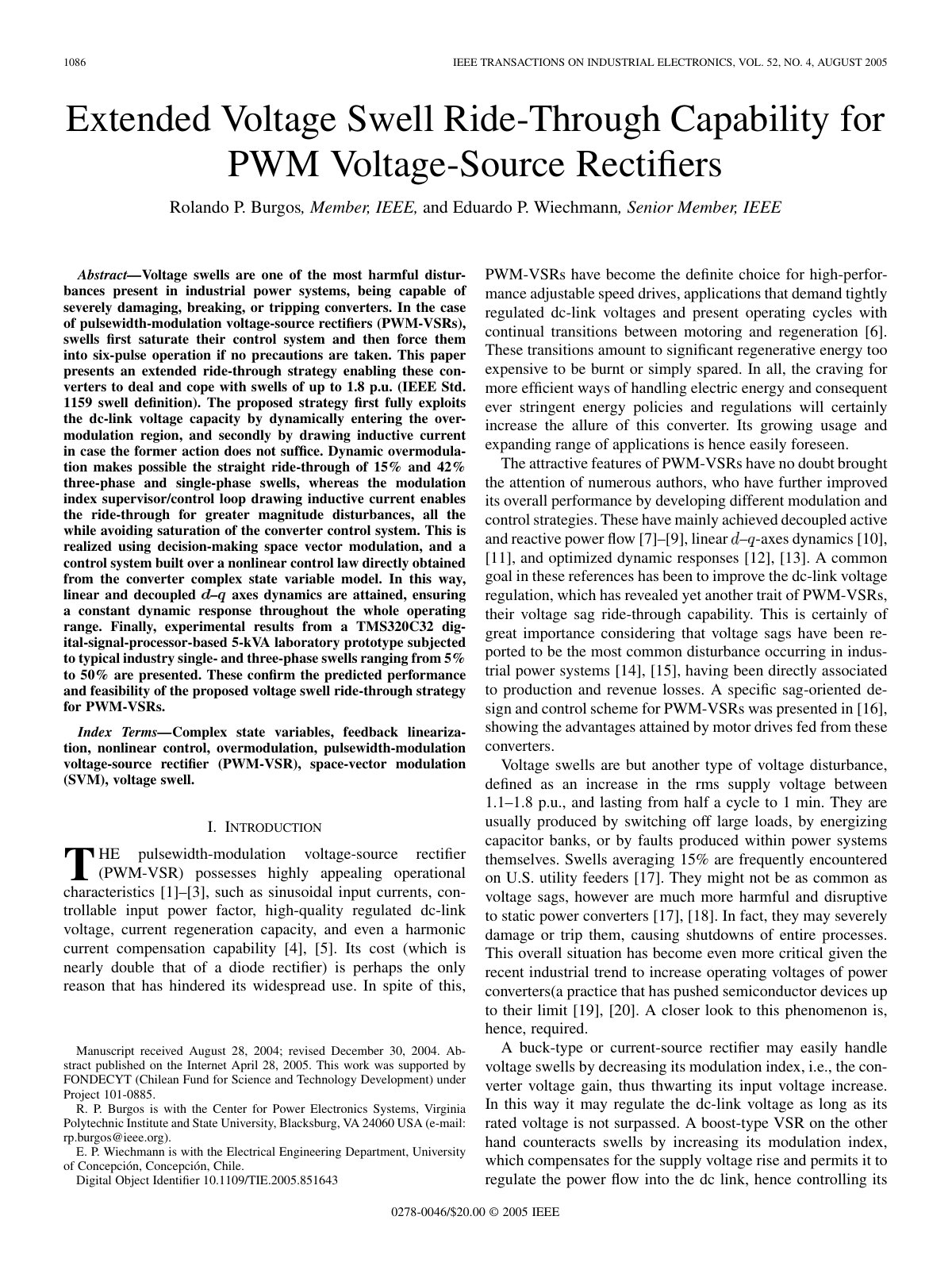 First page of Extended Voltage Swell Ride Through Capa