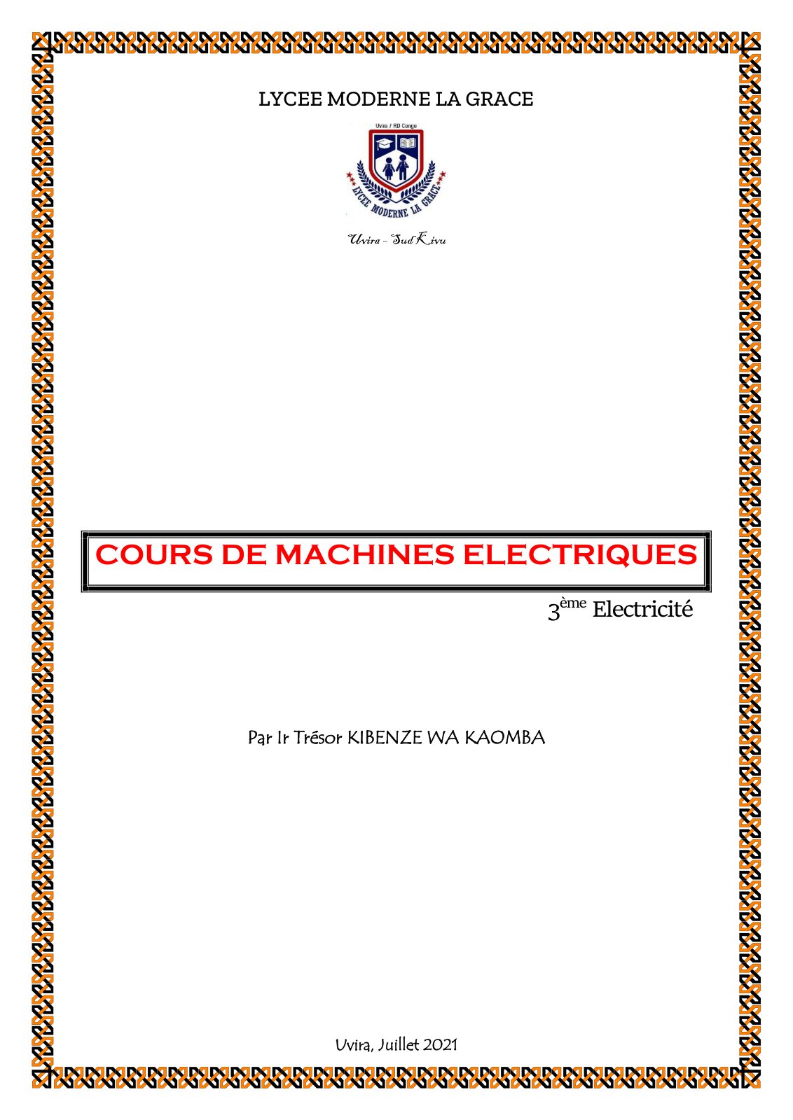 First page of Cours de Machines électriques E3