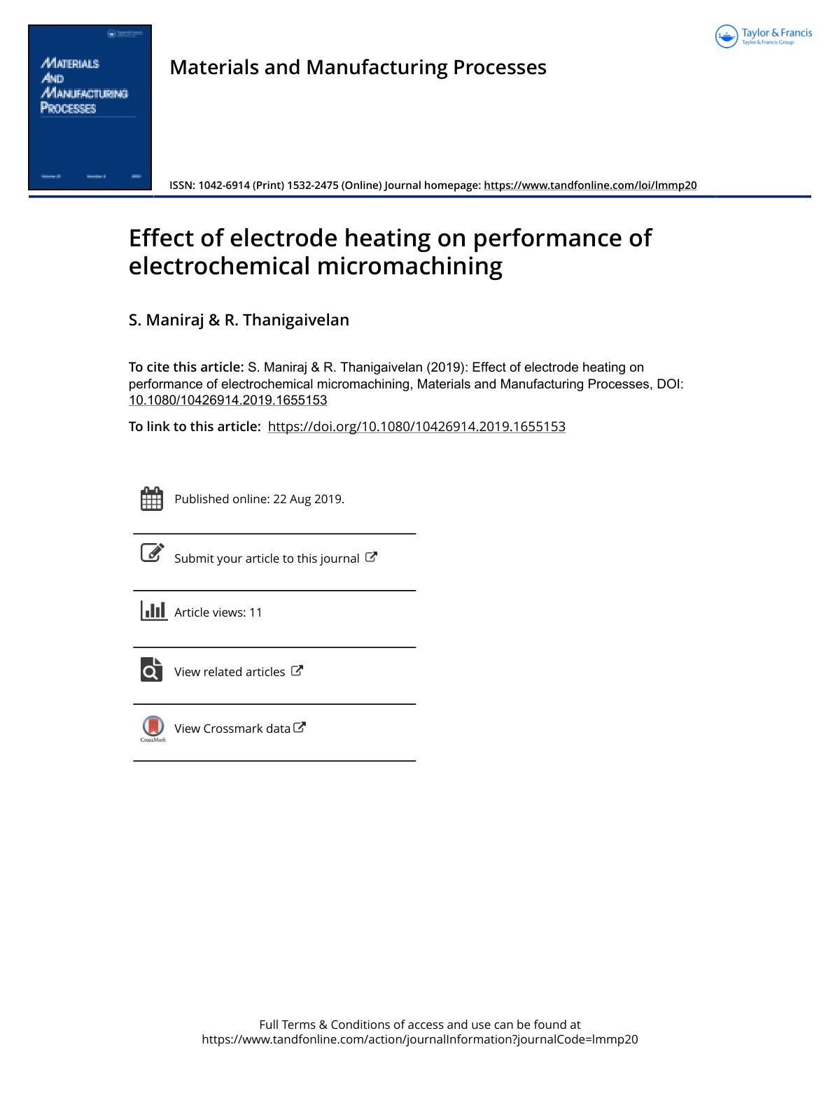 First page of Effect of electrode heating on performan