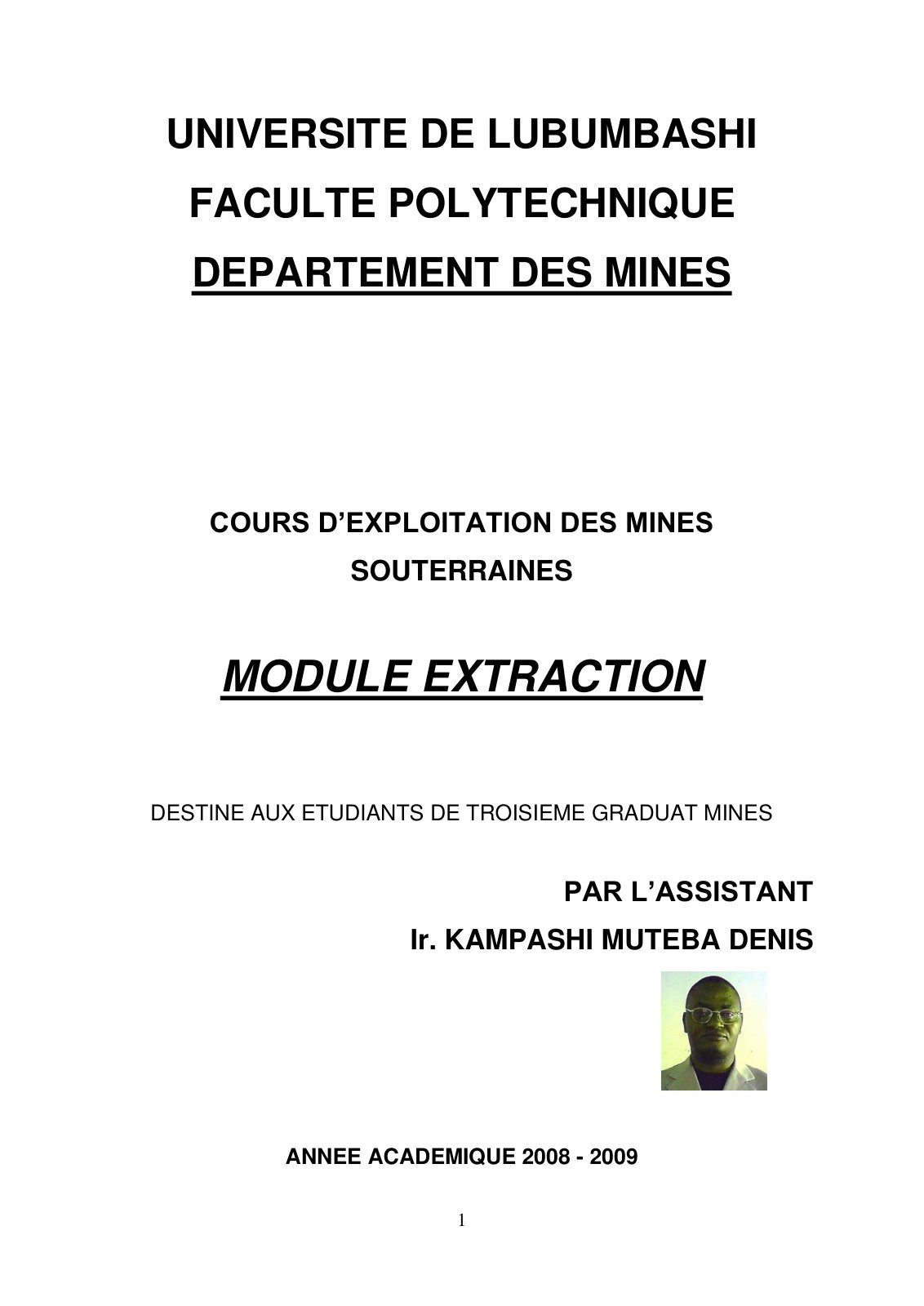 First page of cours d'extraction 2