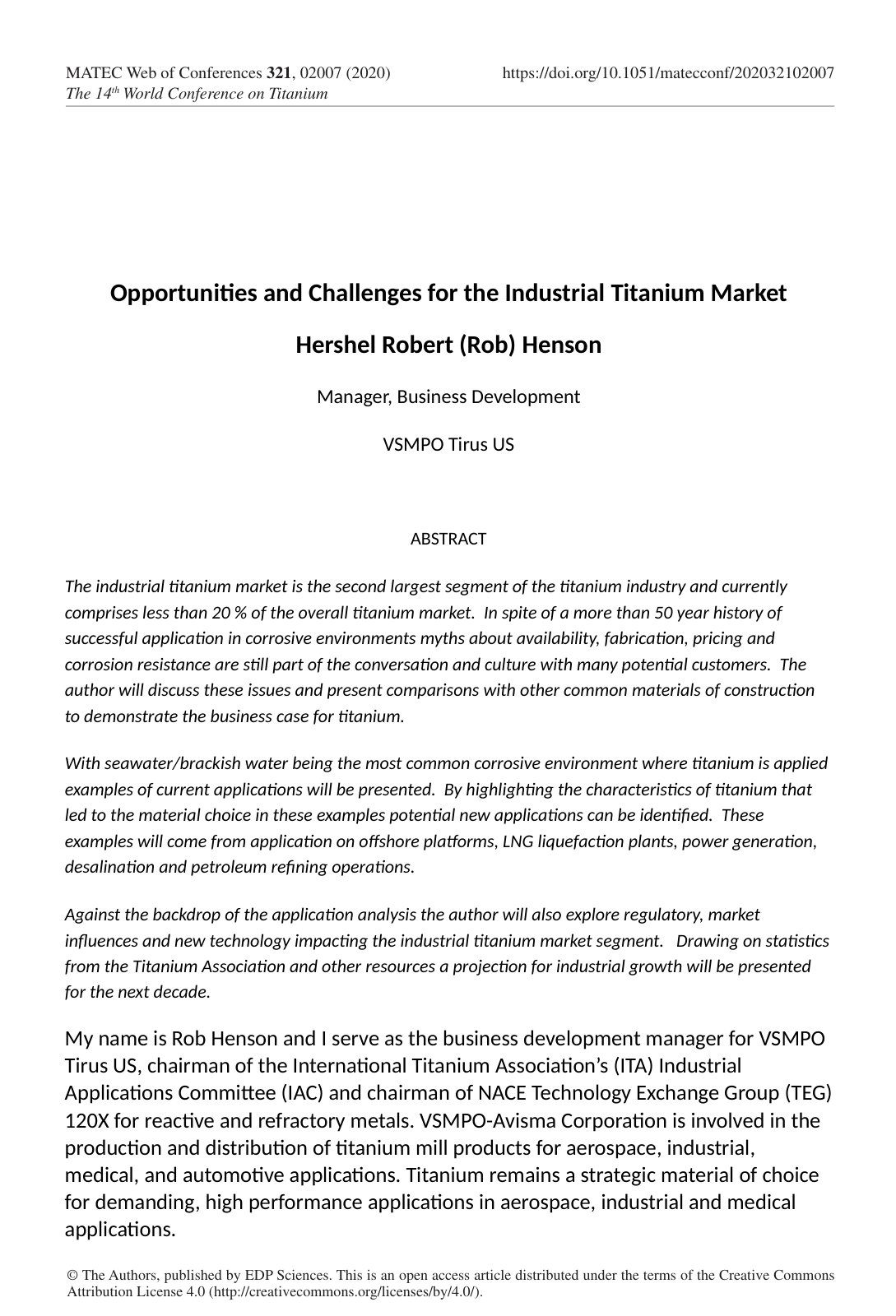 First page of Opportunities and Challenges for the Ind