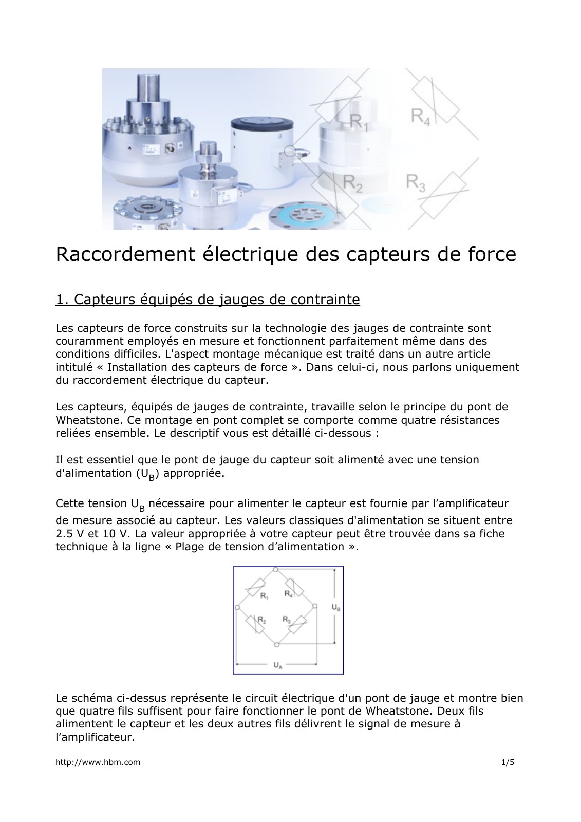 First page of raccordement electrique capteur force