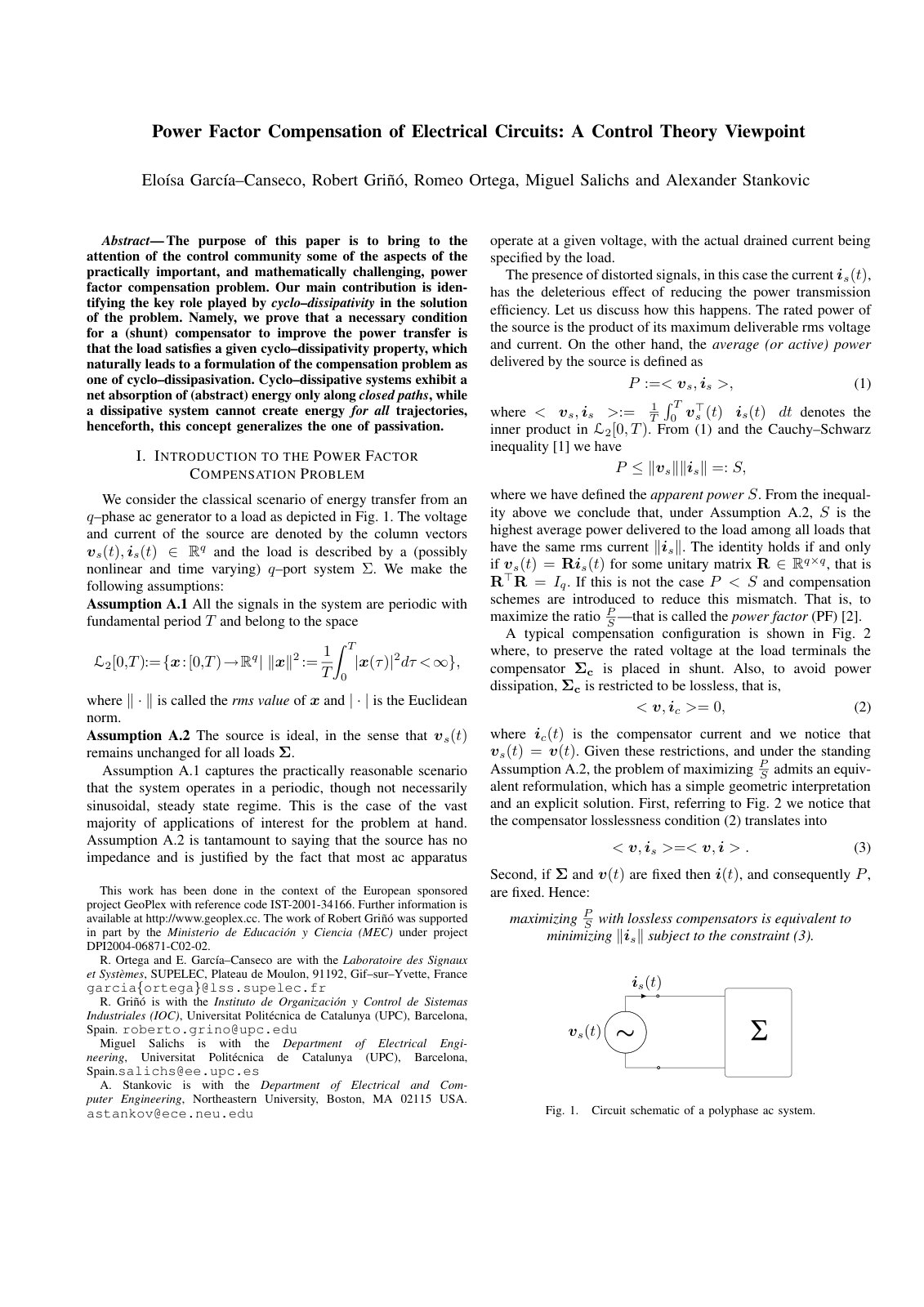 First page of Power Factor Compension of Electrical Ci