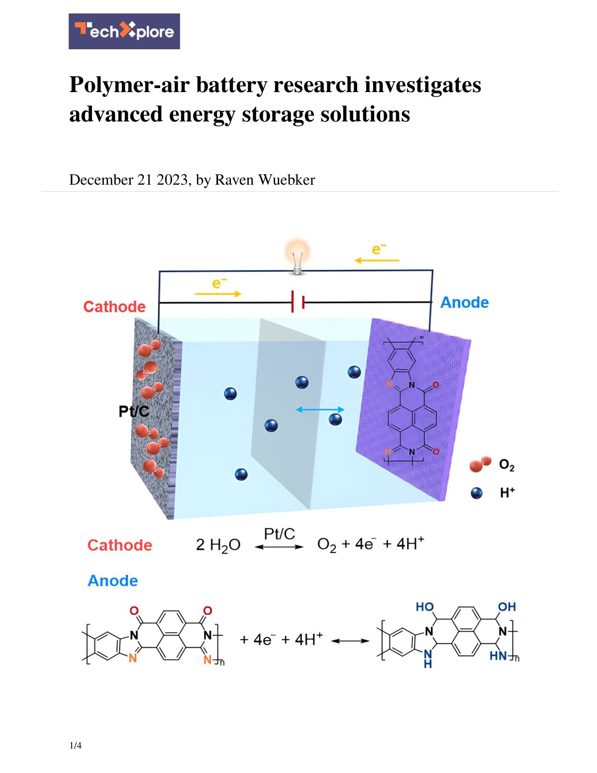First page of Polymer-air battery research investigates advanced energy storage solutions