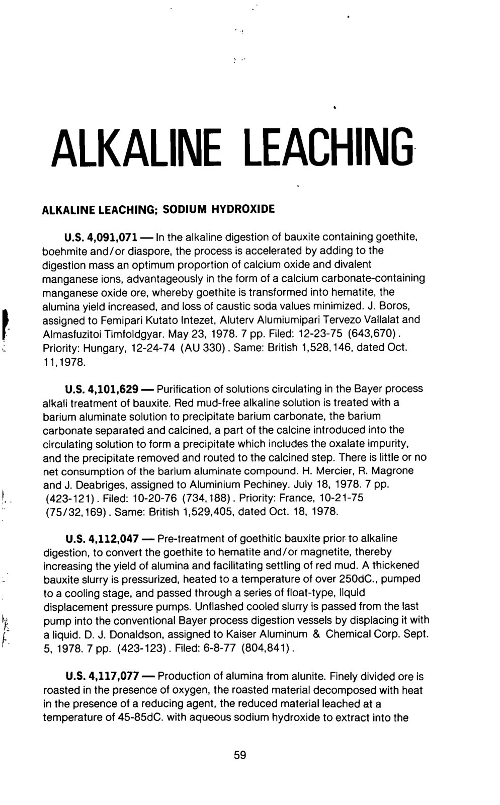 First page of ALKALINE LEACHING; SODIUM HYDROXIDE