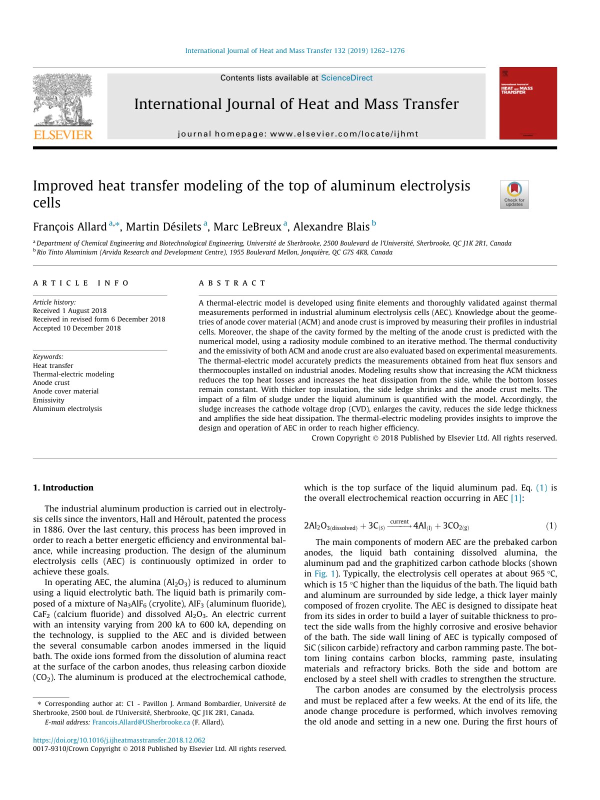 First page of Improved heat transfer modeling of the t