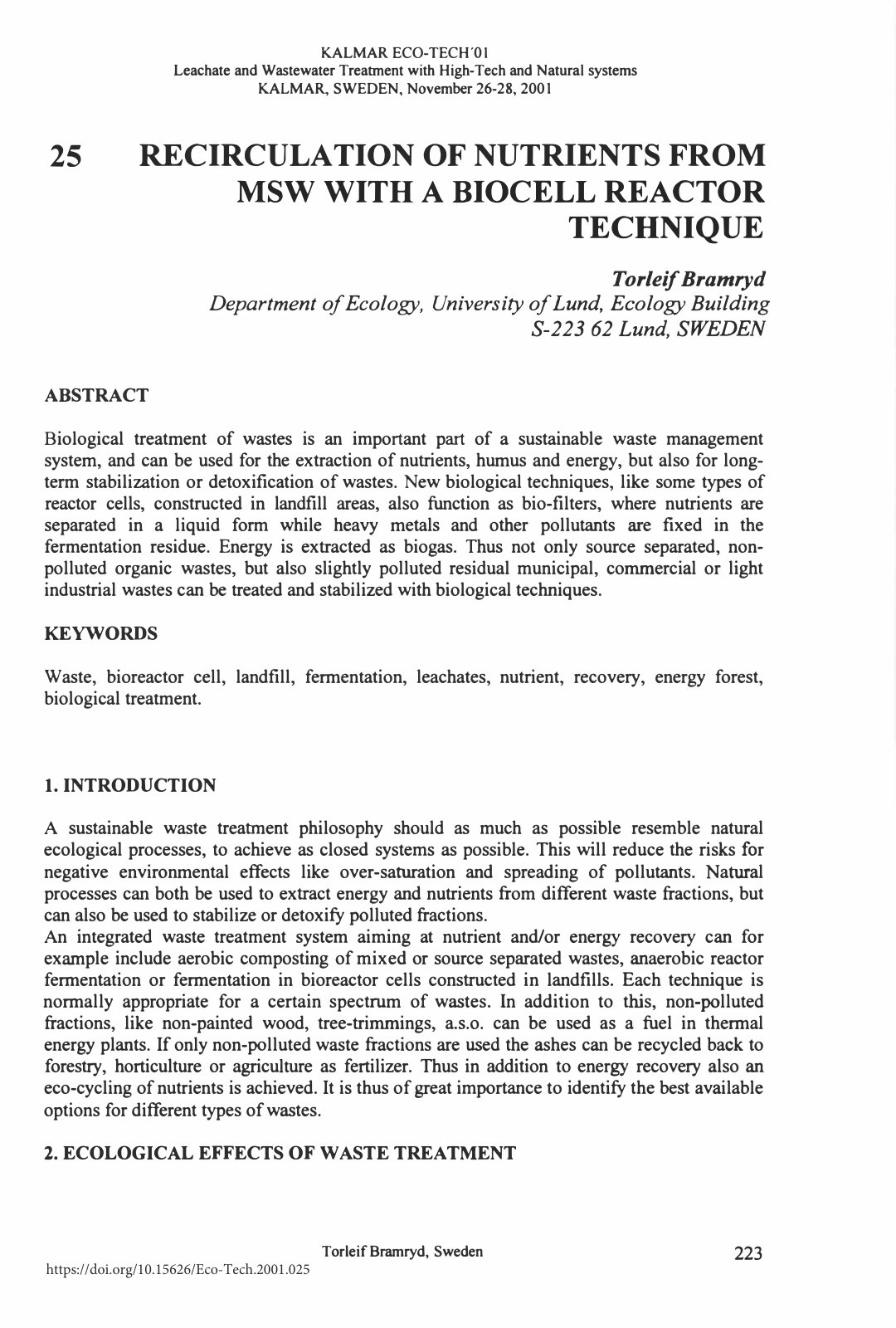 First page of Recirculation of nutrients from MSW with
