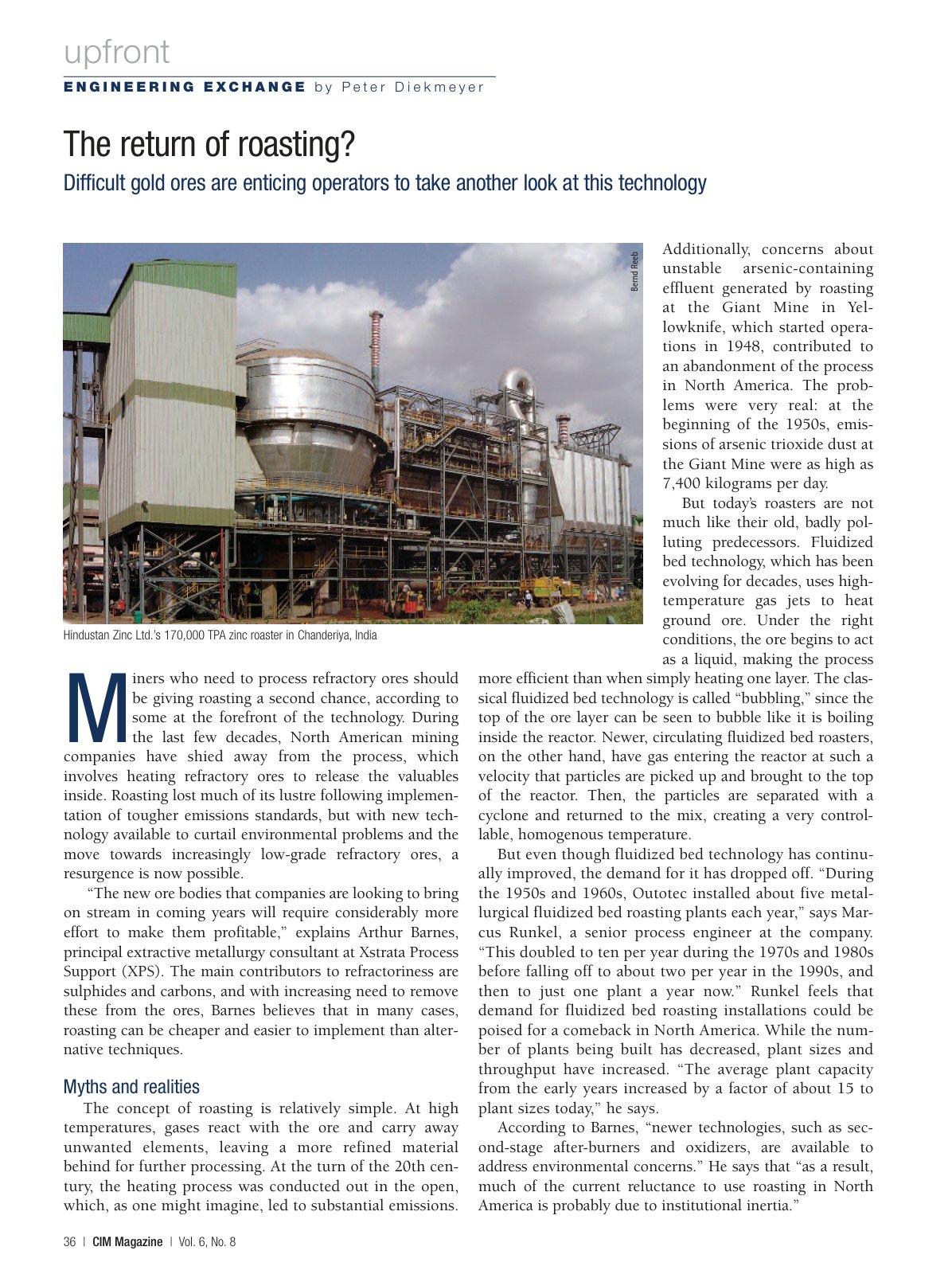 First page of The Return of Roasting CIM Magazine Vol.6, No.8   Dec. 2011
