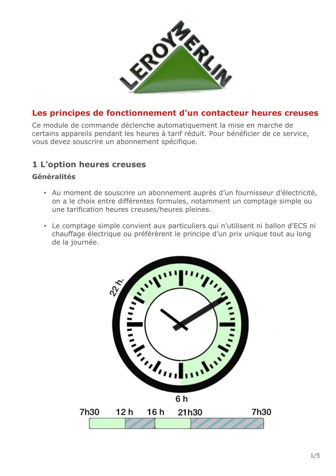 First page of contacteur heures creuses