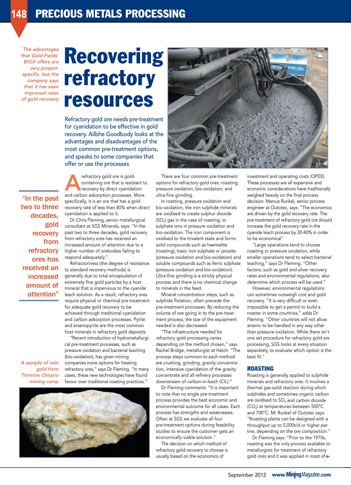 First page of SGS MIN 2012 04 Recovering refractory resources EN 13 09