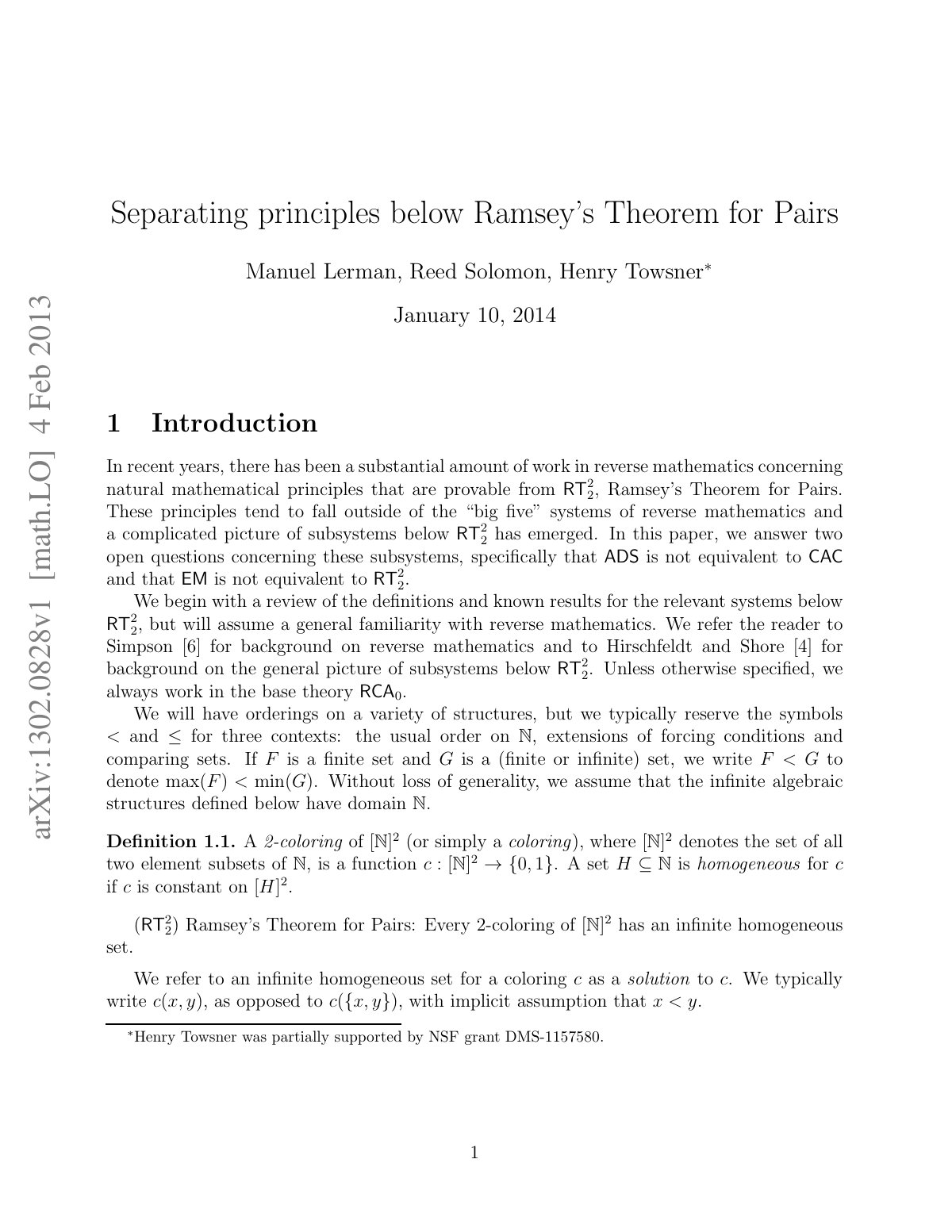 First page of Separating Principles Below Ramseys Theo
