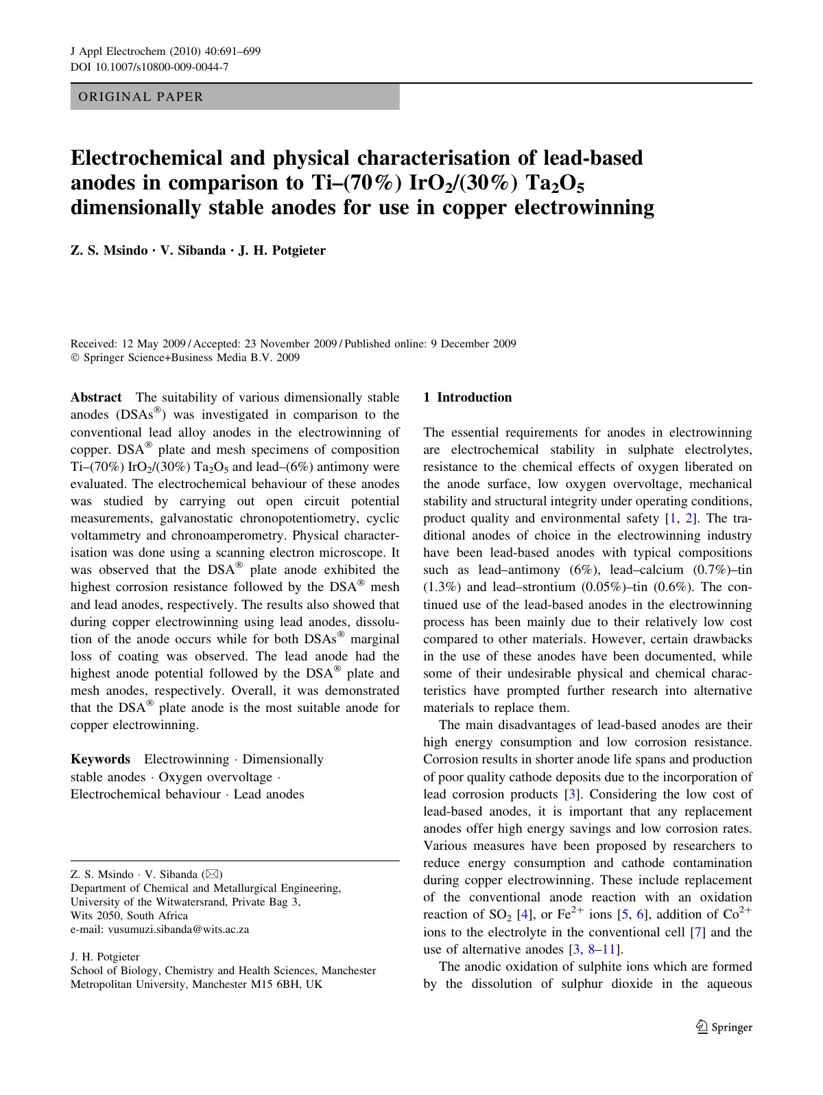 First page of Electrochemical and physical characteris
