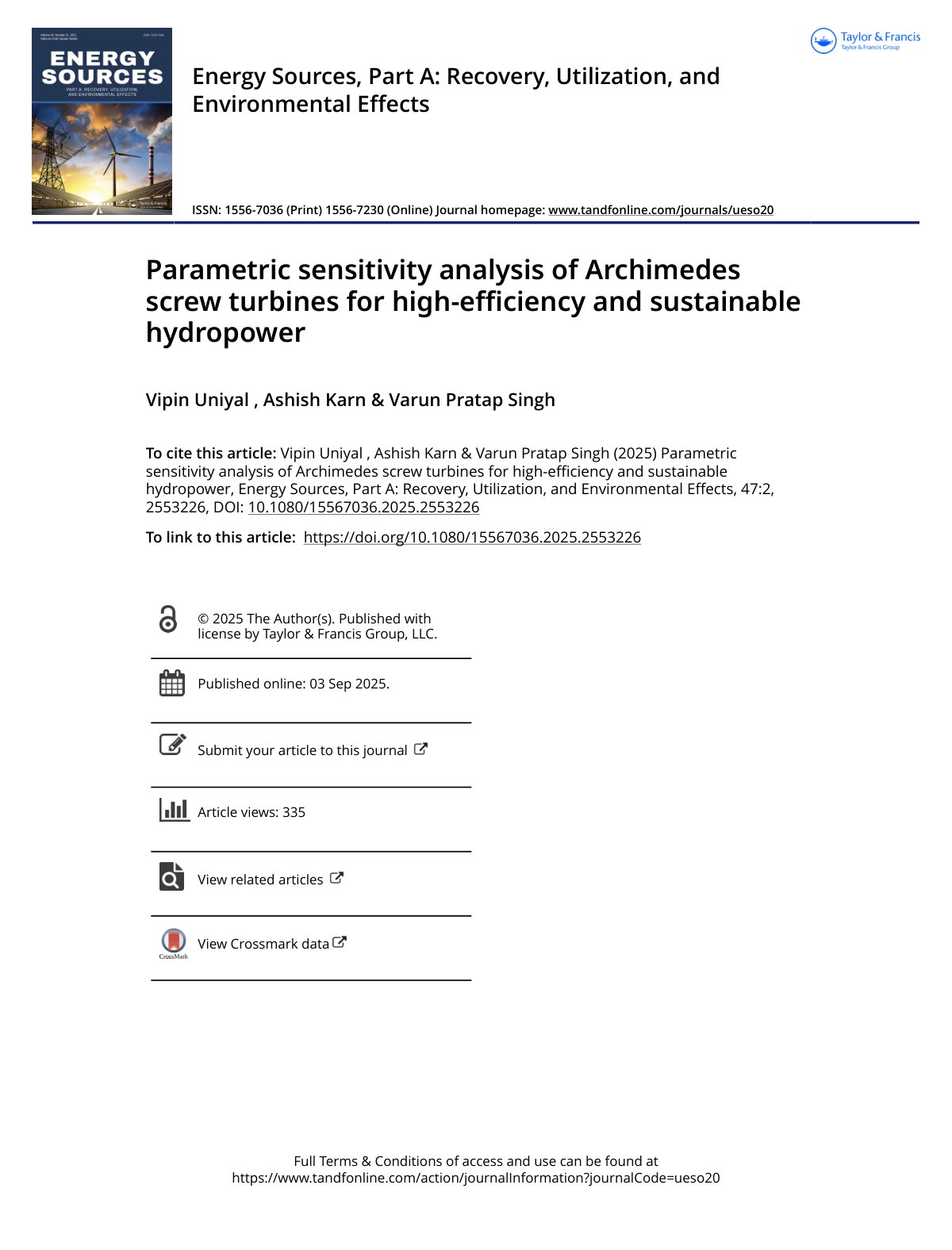 First page of Parametric sensitivity analysis of Archi