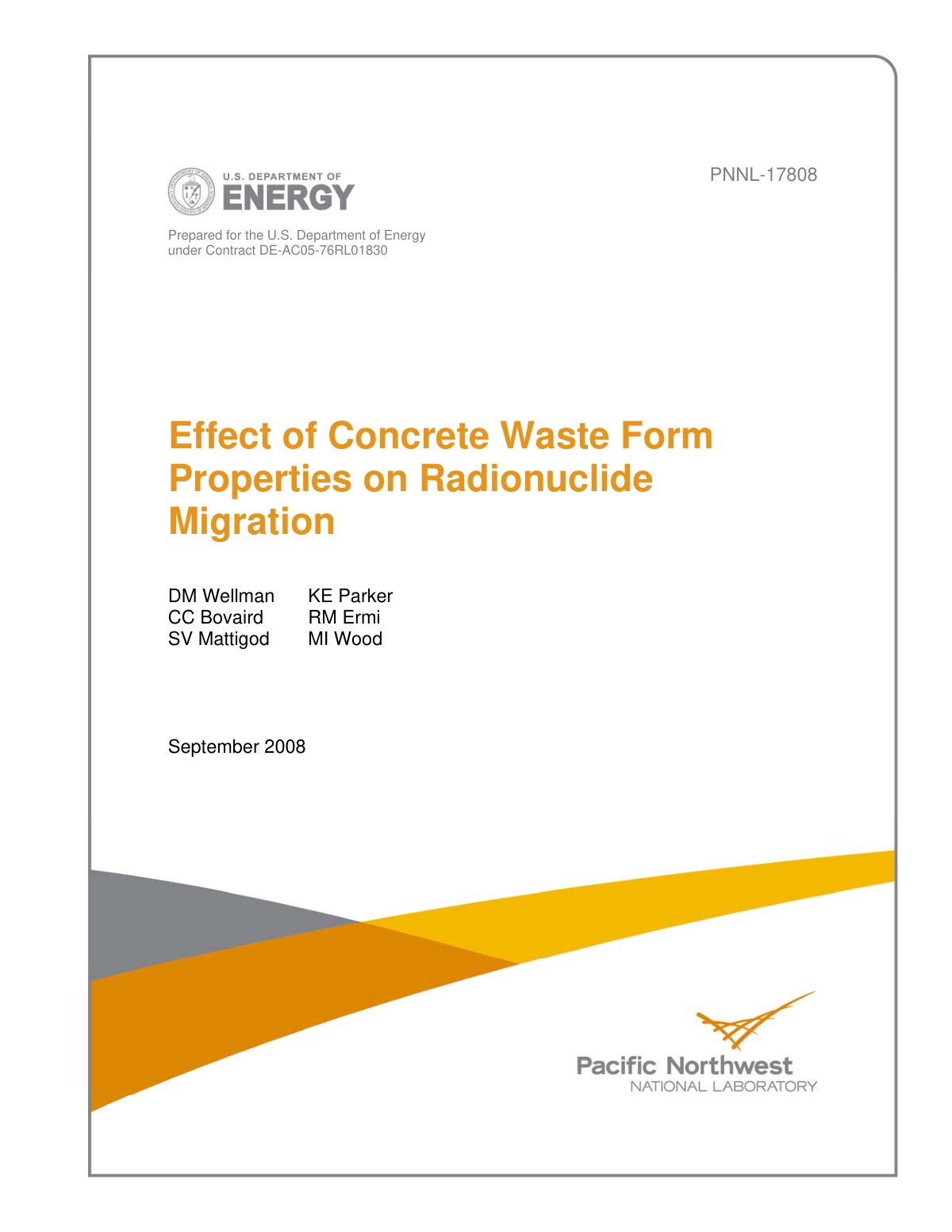 First page of Effect of Concrete Waste Form Properties on Radionuclide Migration