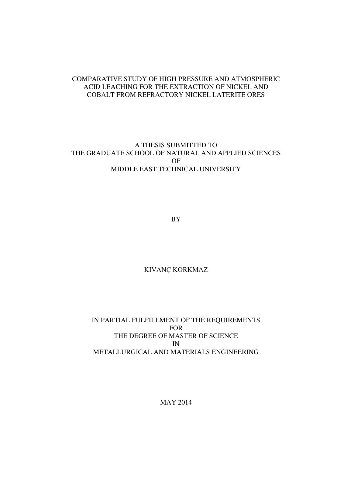 First page of 2014   Korkmaz   Comparative pressure and atmospheric leaching of nickel laterite