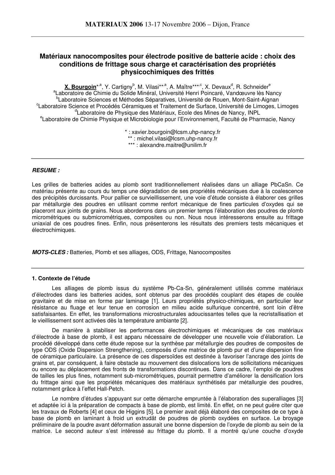 First page of Materiaux nanocomposites pour electrode positive d