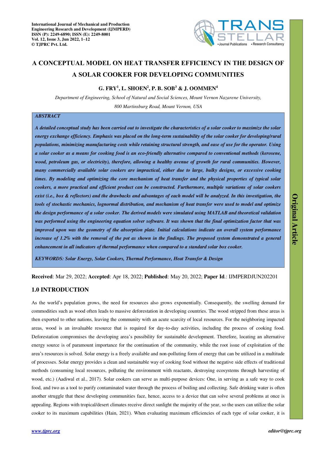 First page of A CONCEPTUAL MODEL ON HEAT TRANSFER EFFI