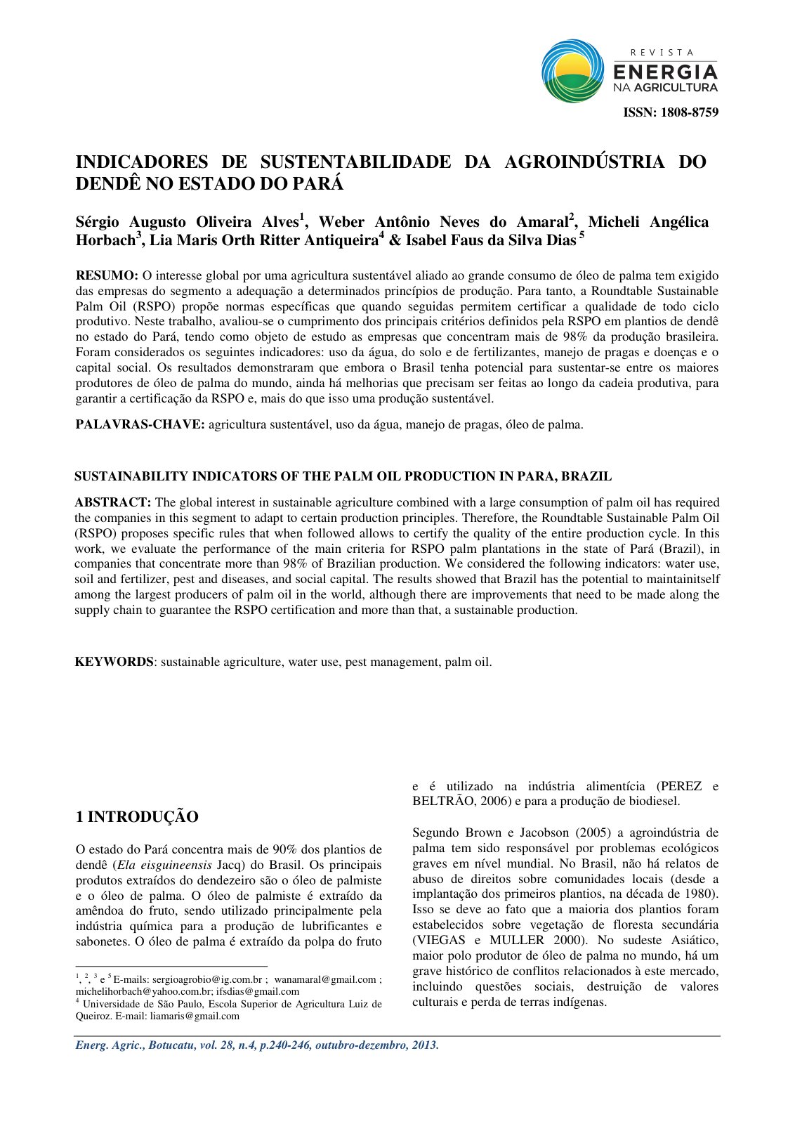 First page of INDICADORES DE SUSTENTABILIDADE DA AGROI