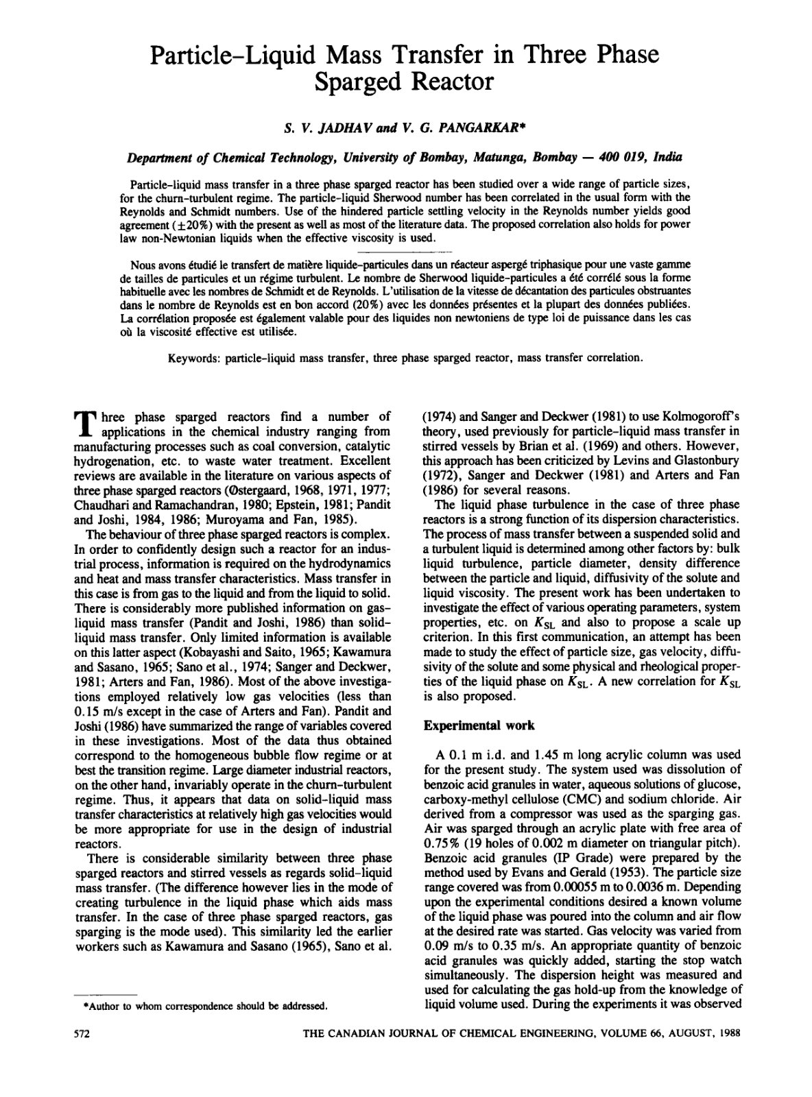 First page of Particle liquid mass transfer in three p