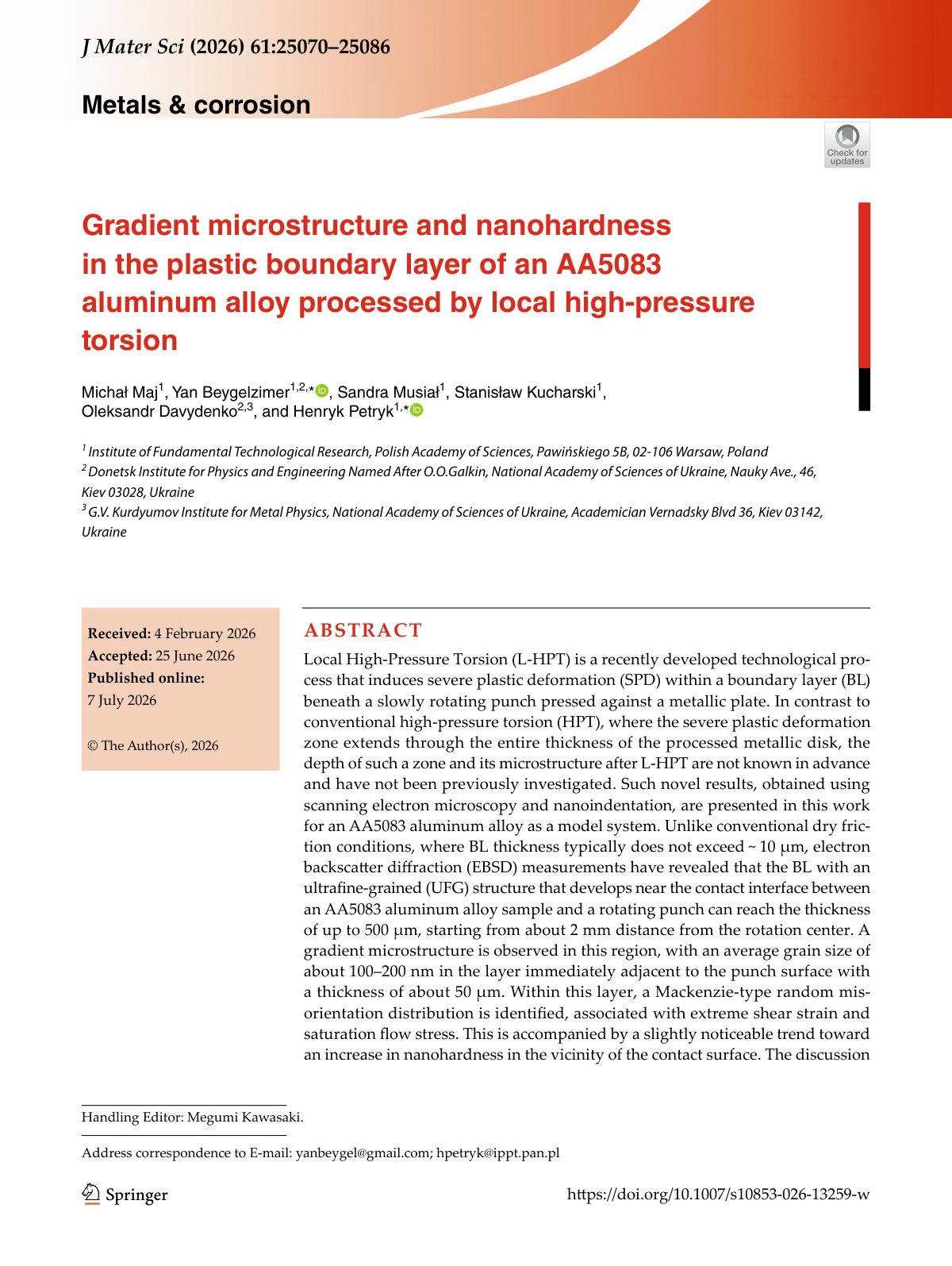 First page of 2026 Maj Local High Pressure Torsion AA5083