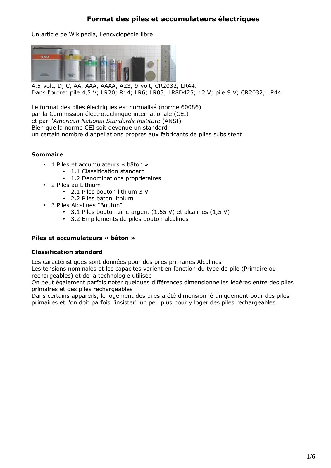 First page of format piles
