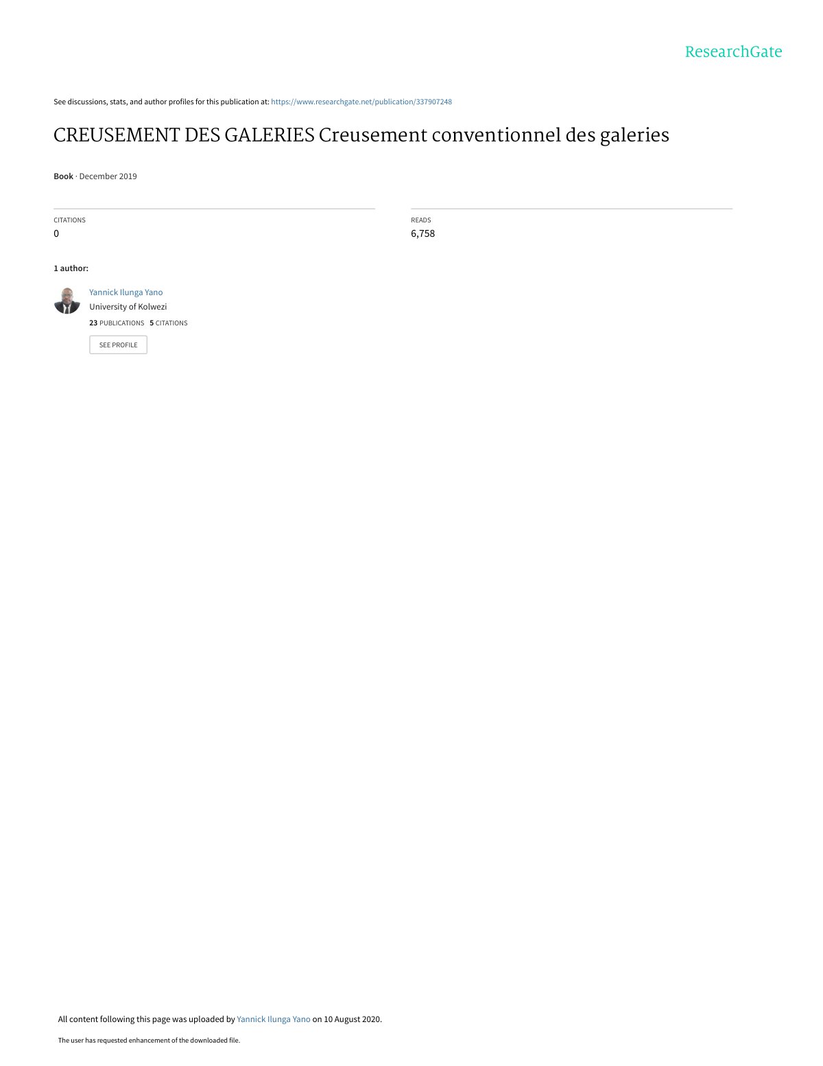 First page of creusement des galeries creusement conventionnel des galeries