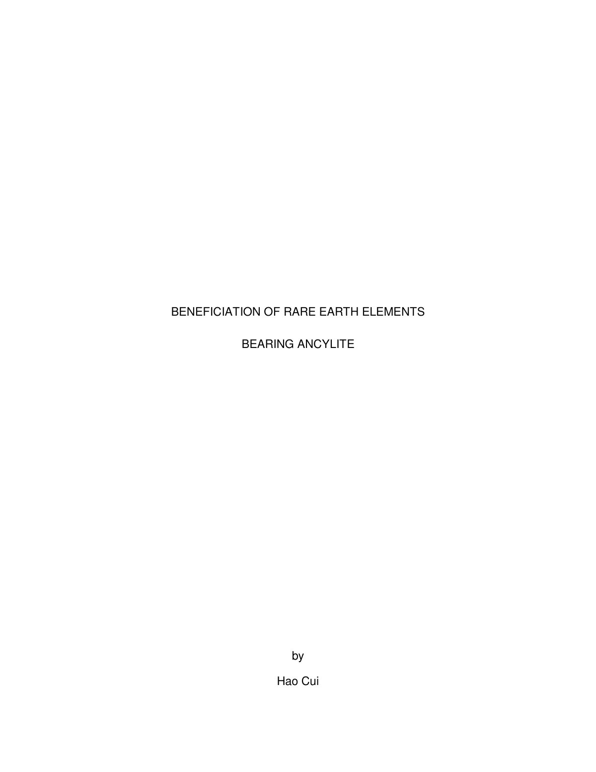 First page of Beneficiation of rare earth elements bea