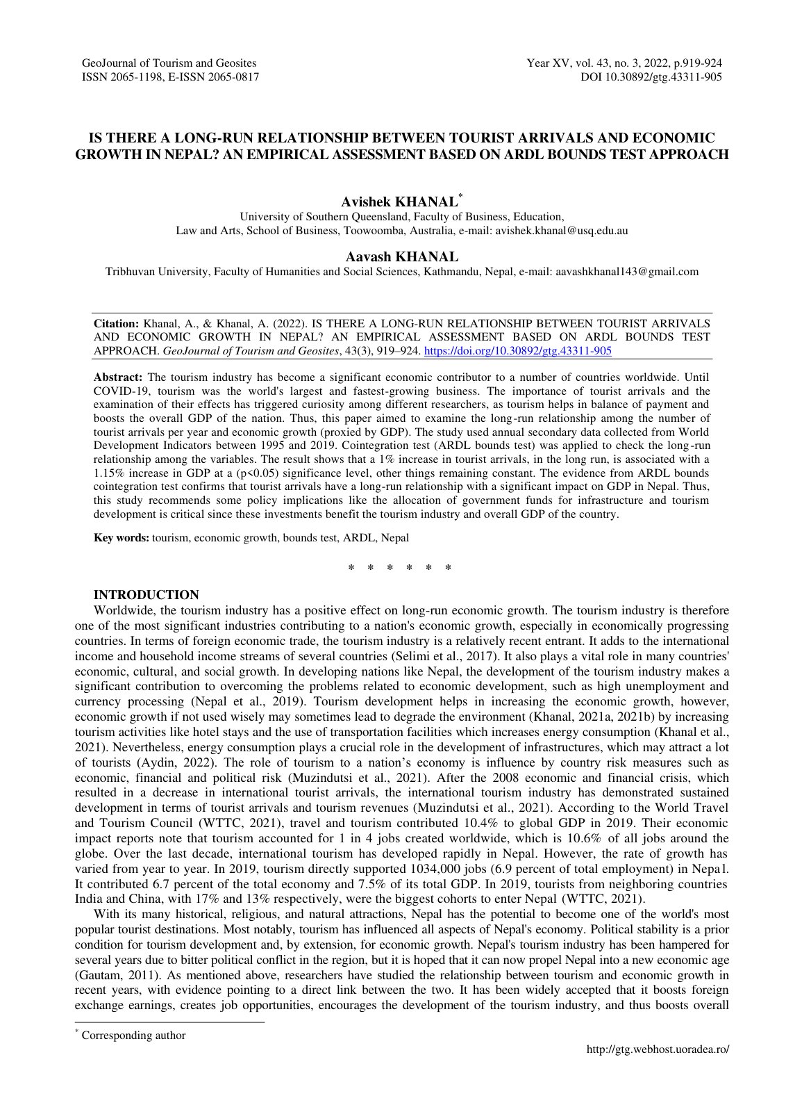 First page of Is There a Long Run Relationship Between