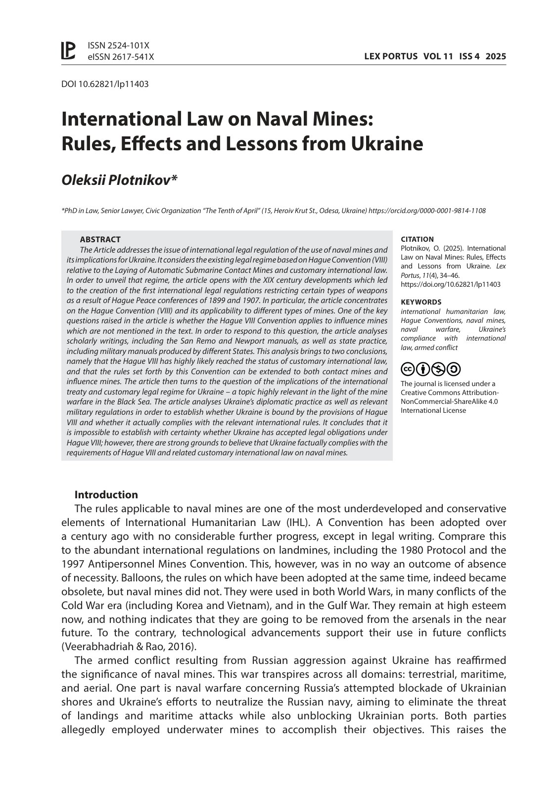 First page of International Law on Naval Mines Rules Effects and