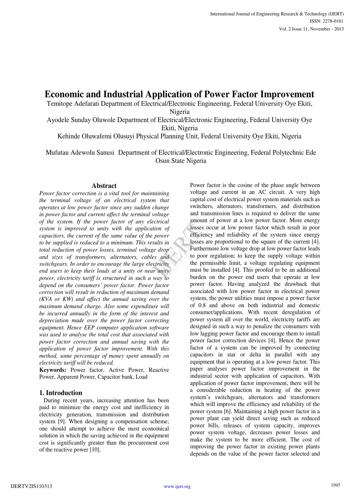 First page of Economic and Industrial Application of P