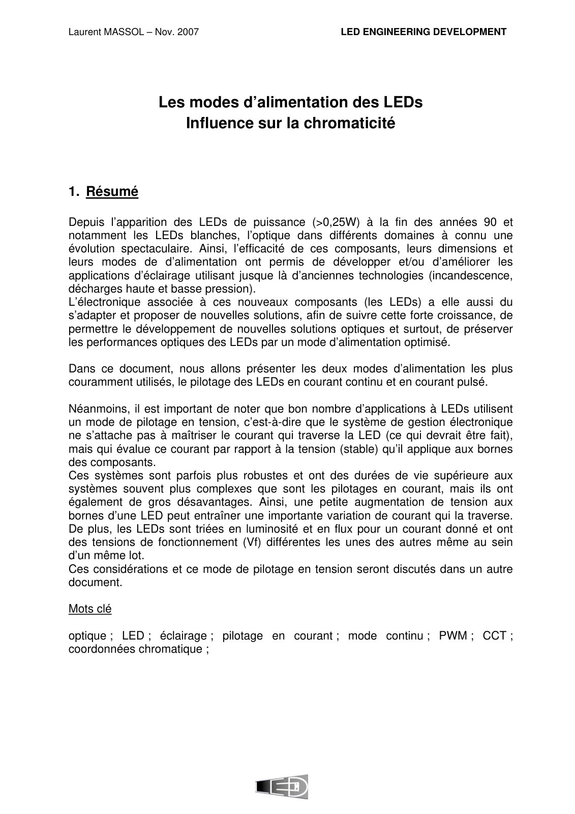 First page of modes alimentation leds