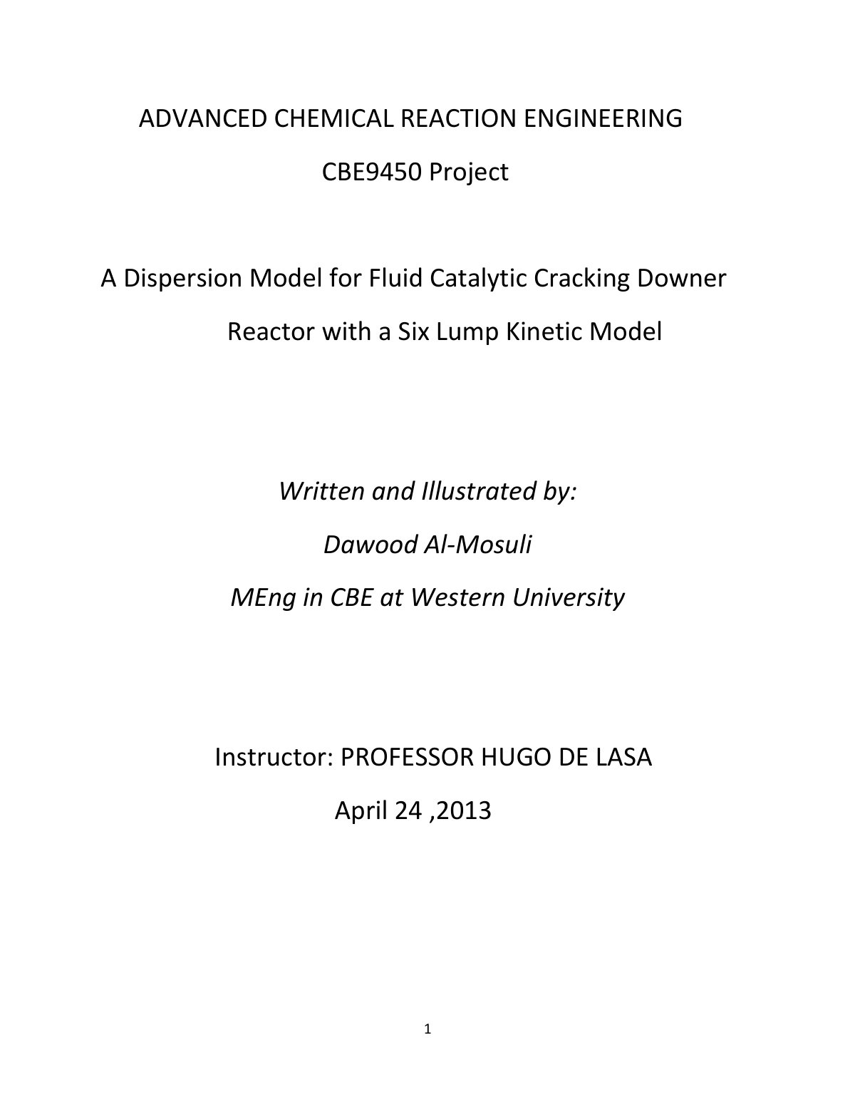 First page of 161065625 Reactor design Project