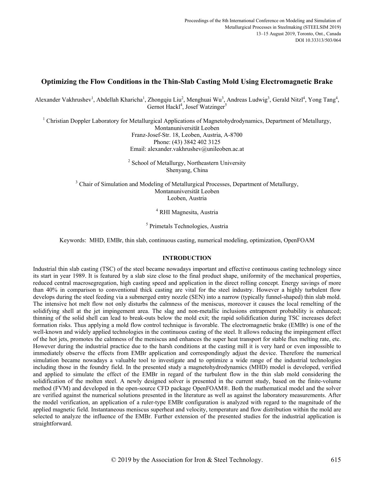First page of Optimizing the Flow Conditions in the Th