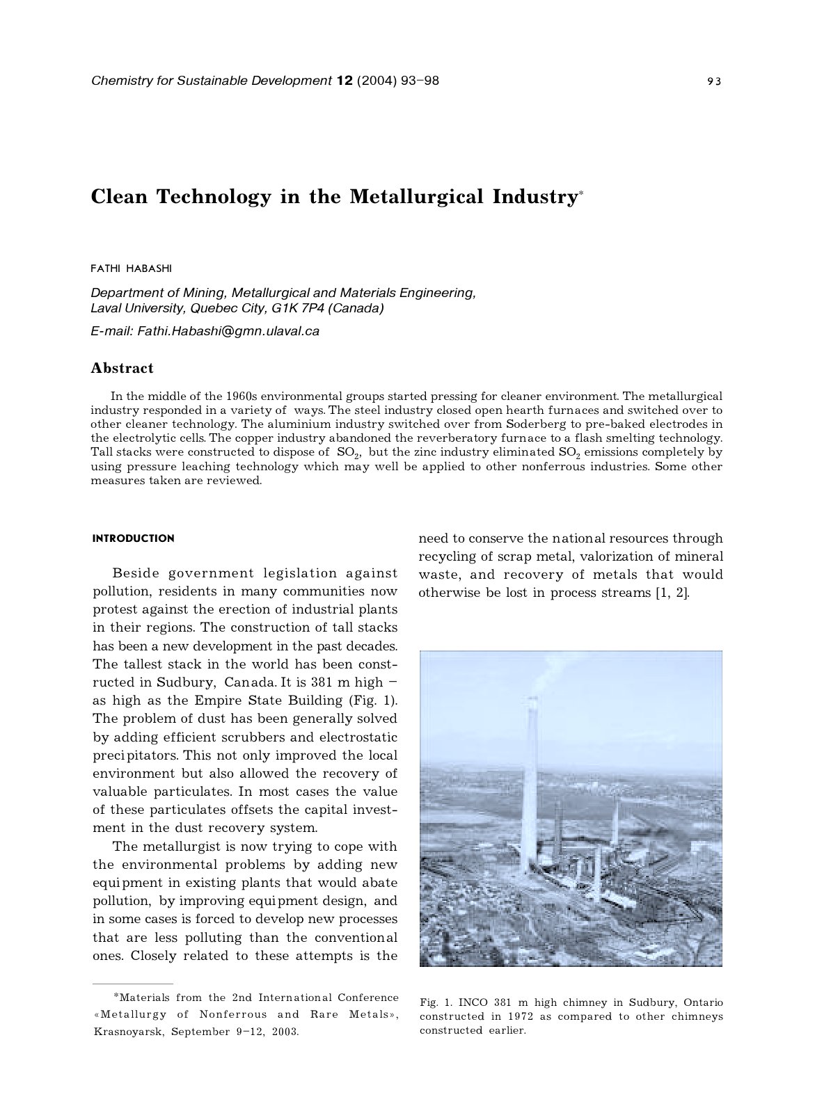 First page of Clean Technology In the Metallurgical In