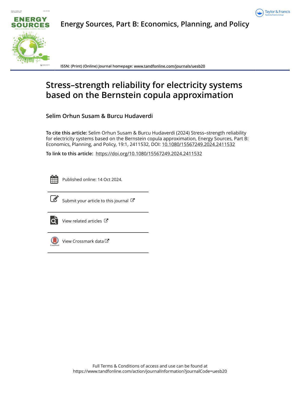 First page of StressstrengthreliabilityforelectricitysystemsbasedontheBernsteincopulaapproximation