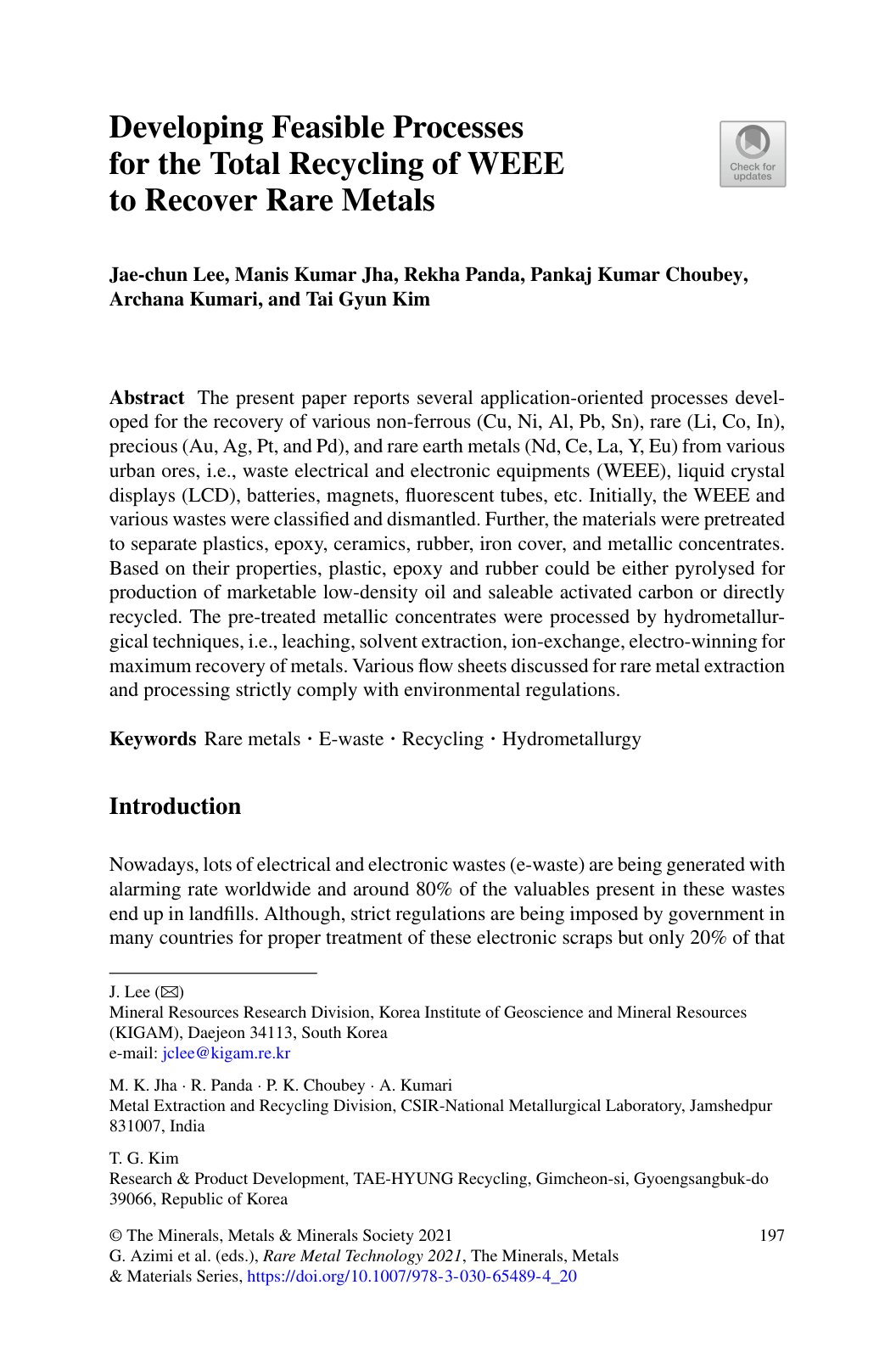 First page of Developing Feasible Processes for the To