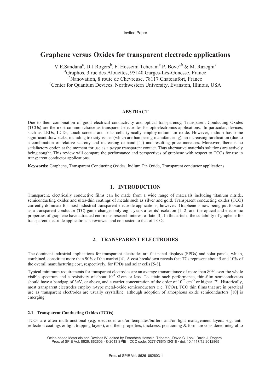 First page of Graphene versus oxides for transparent e