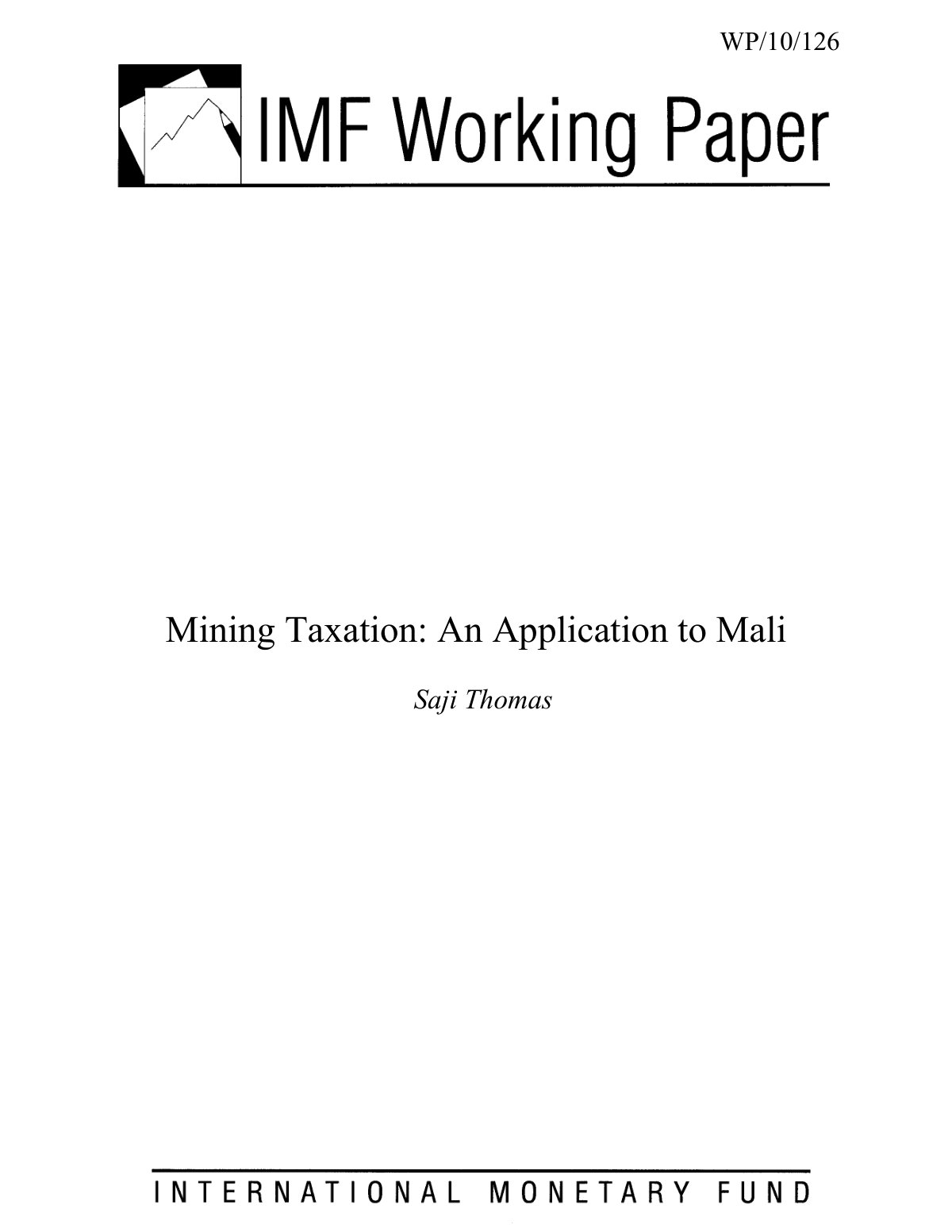 First page of Mining Taxation An Application to Mali
