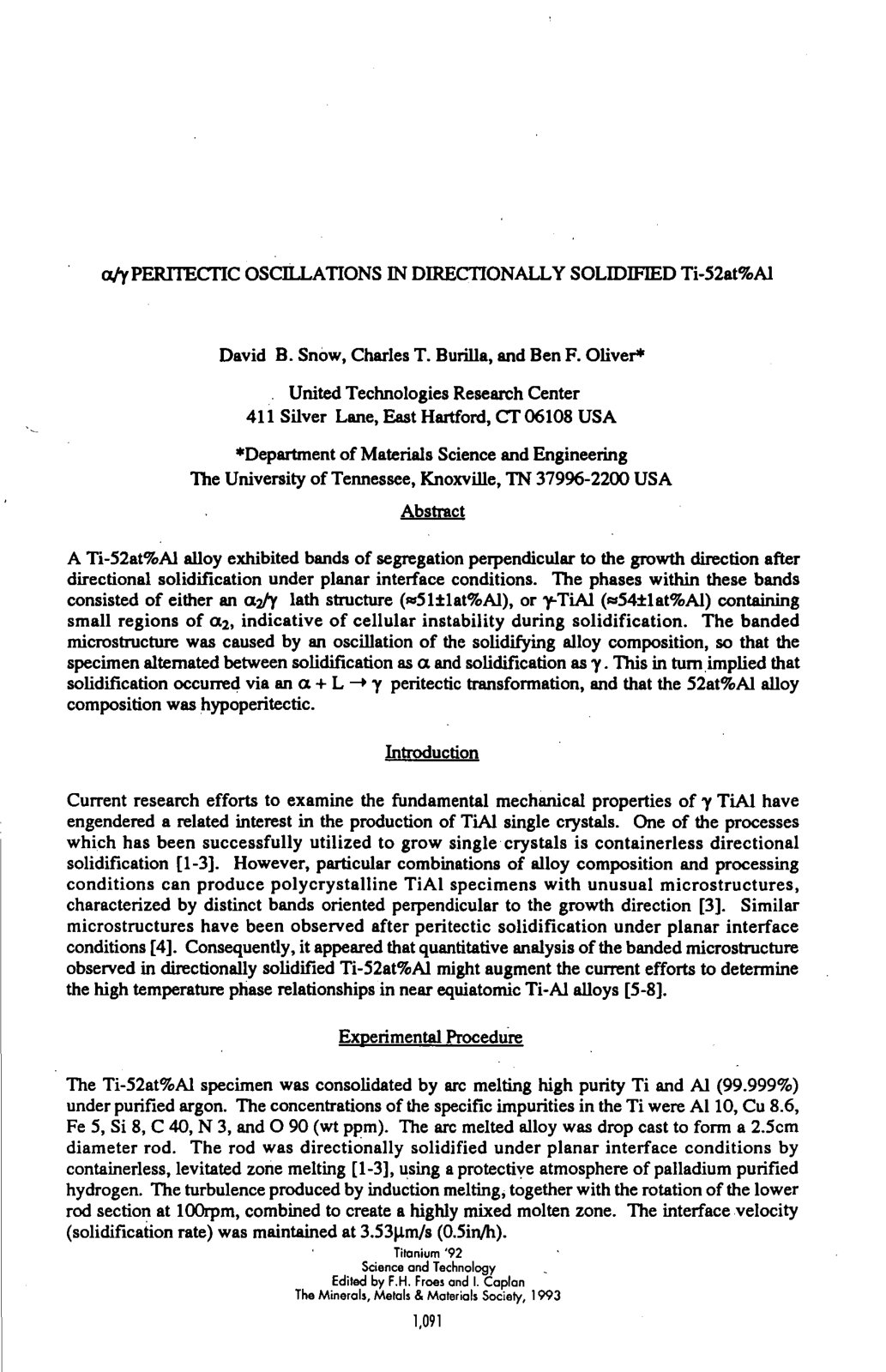 First page of PERITECTIC OSCILLATIONS IN DIRECTIONALLY SOLIDIFIED Ti-52at%Al