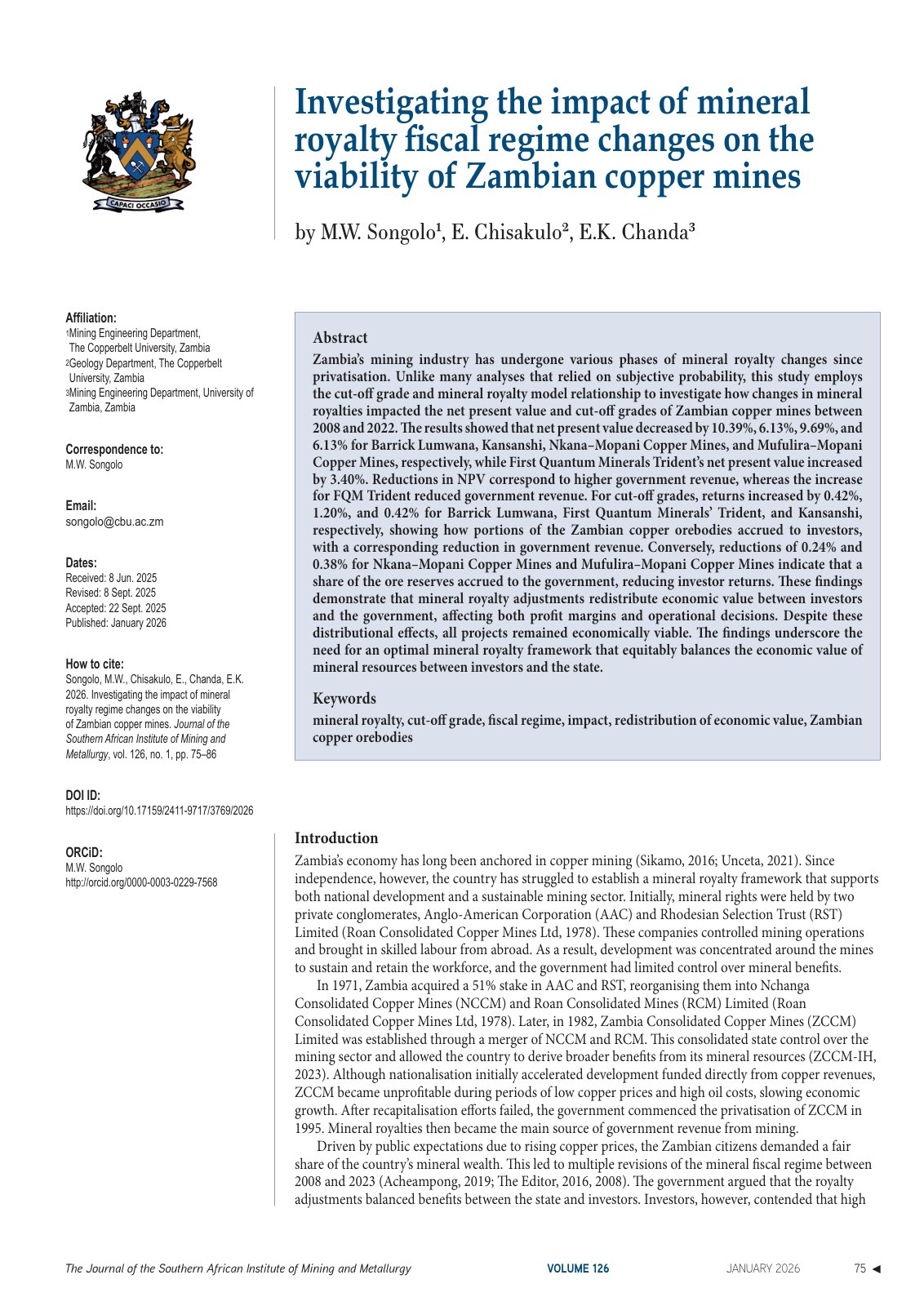 First page of Investigating the impact of mineral royalty fiscal (1)