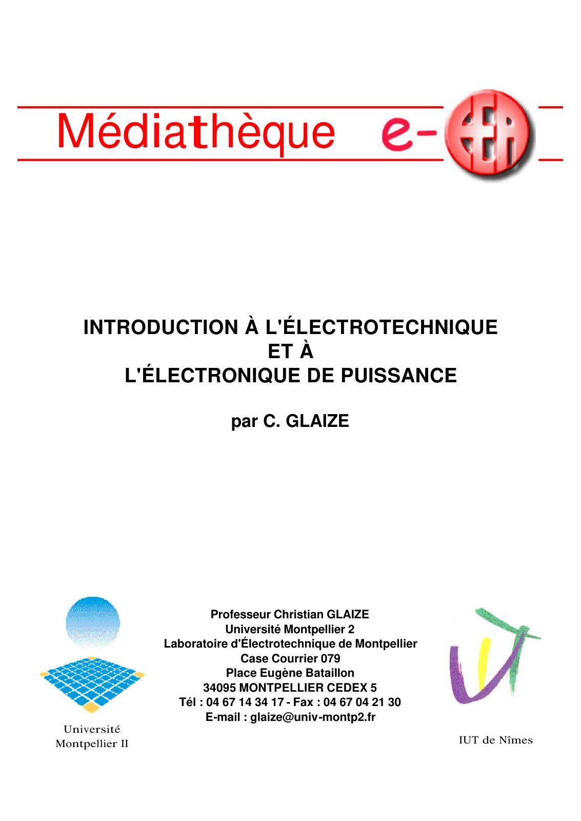 First page of Introduction à l'électronique de puissance et à l'éléctronique (1)